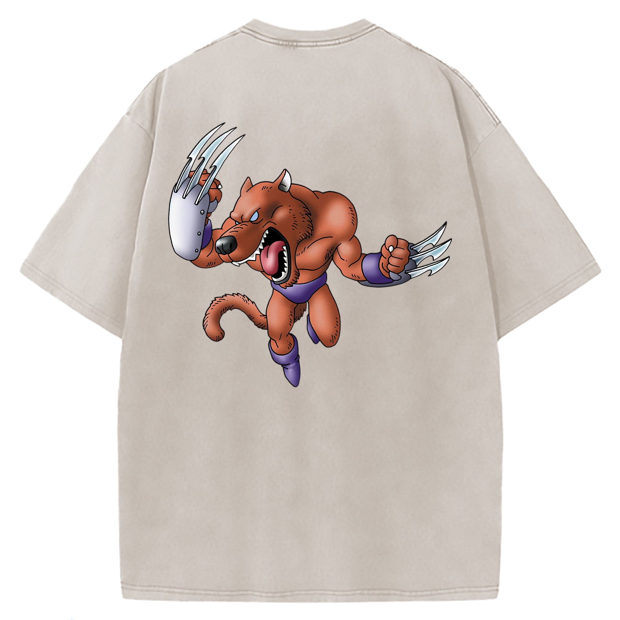 （画像用） ドラゴンクエスト Doragon Kuesuto Dragon Quest 綿100% ヴィンテージ風 半袖Tシャツ（背面プリント）