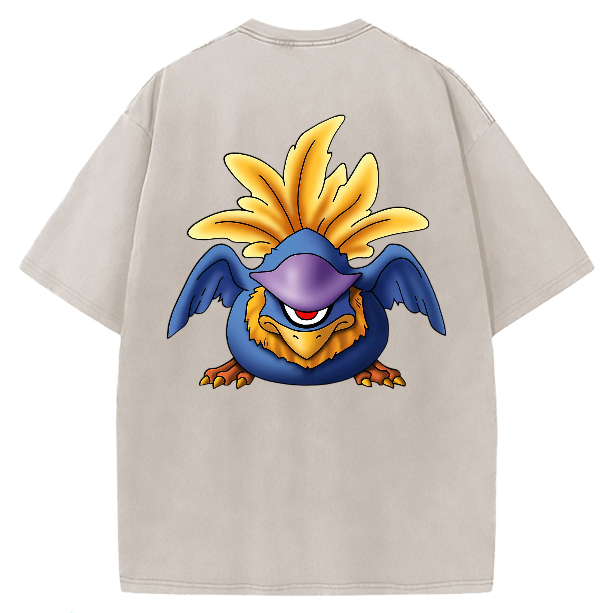 （画像用） ドラゴンクエスト Doragon Kuesuto Dragon Quest 綿100% ヴィンテージ風 半袖Tシャツ（背面プリント）