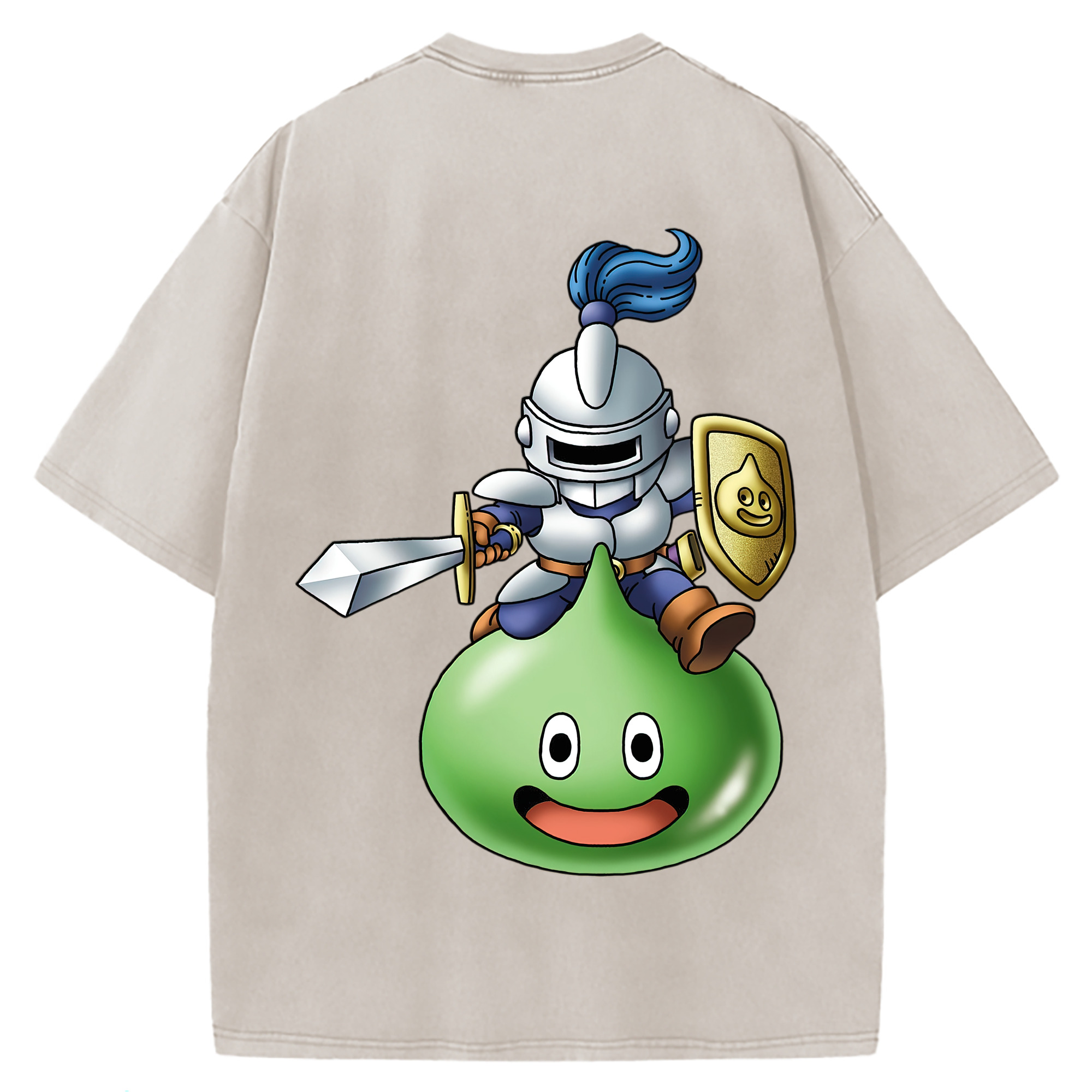 （画像用） ドラゴンクエスト Doragon Kuesuto Dragon Quest 綿100% ヴィンテージ風 半袖Tシャツ（背面プリント）
