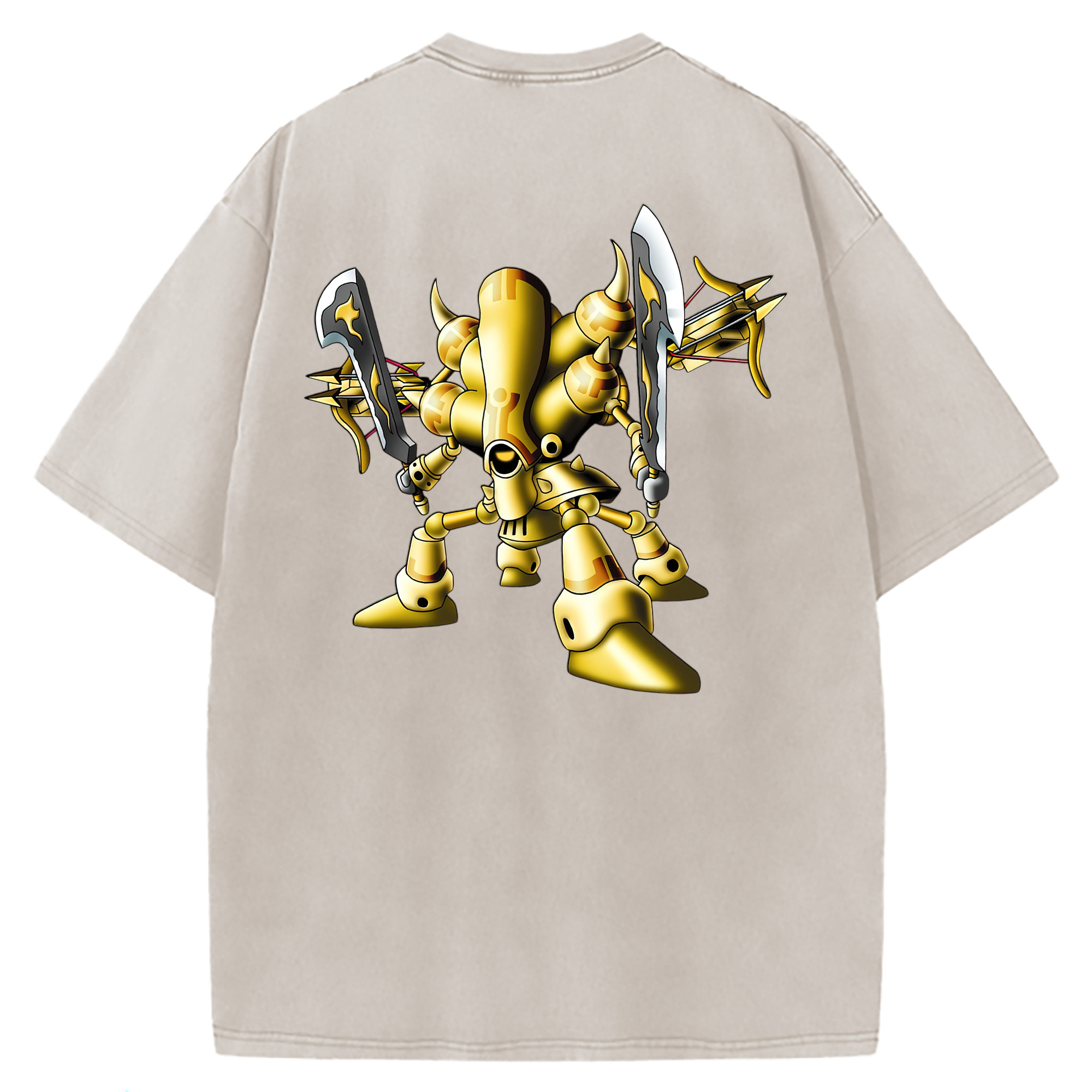（画像用） ドラゴンクエスト Doragon Kuesuto Dragon Quest 綿100% ヴィンテージ風 半袖Tシャツ（背面プリント）
