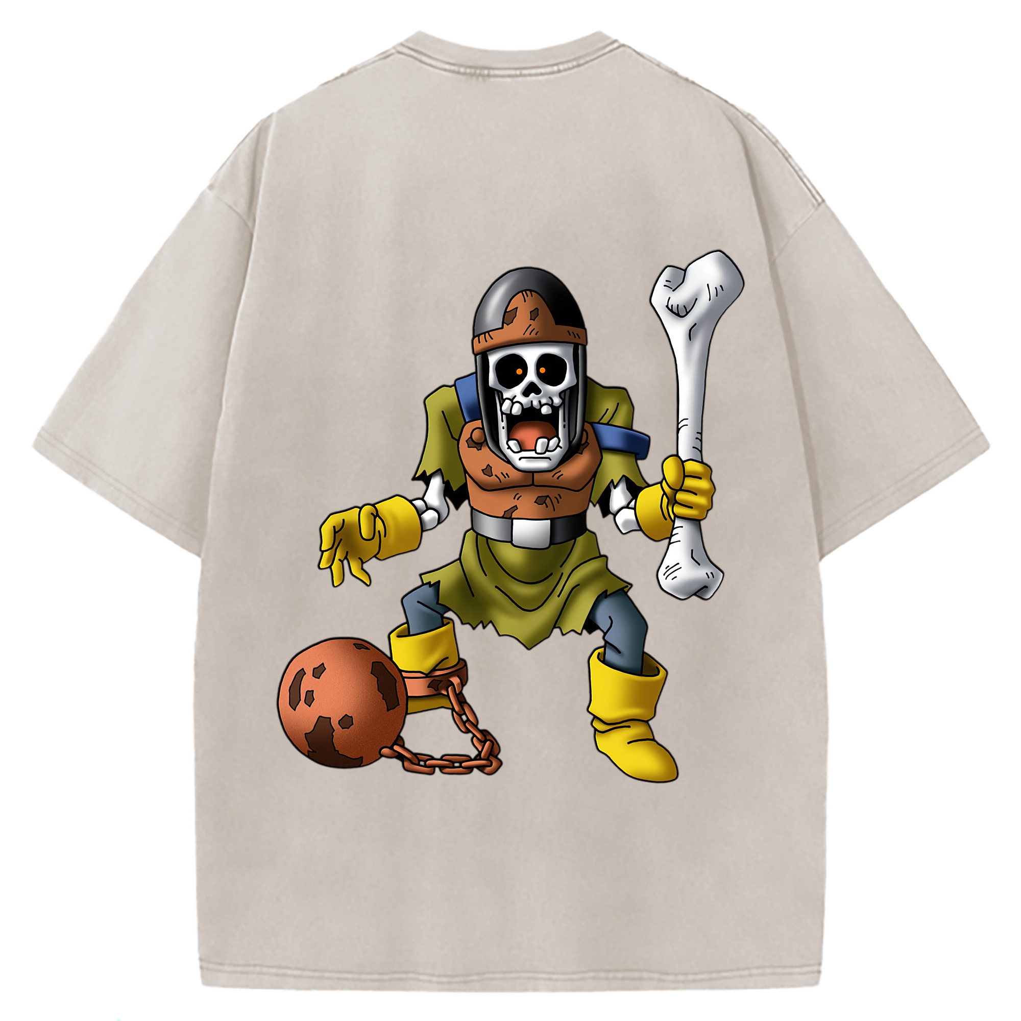 （画像用） ドラゴンクエスト Doragon Kuesuto Dragon Quest 綿100% ヴィンテージ風 半袖Tシャツ（背面プリント）