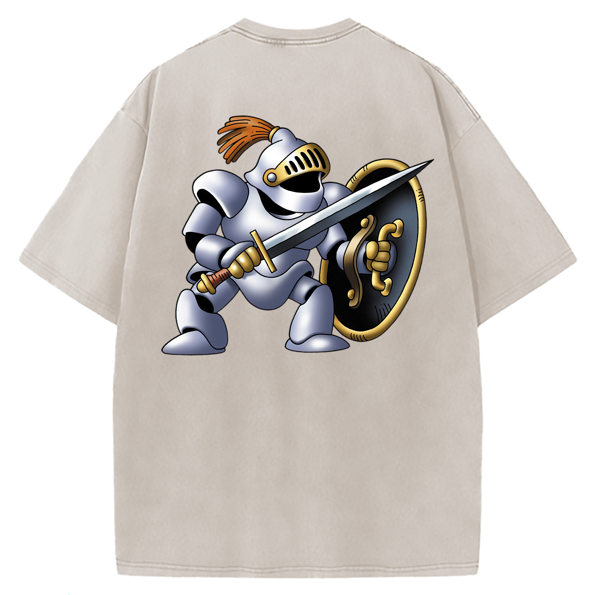 （画像用） ドラゴンクエスト Doragon Kuesuto Dragon Quest 綿100% ヴィンテージ風 半袖Tシャツ（背面プリント）
