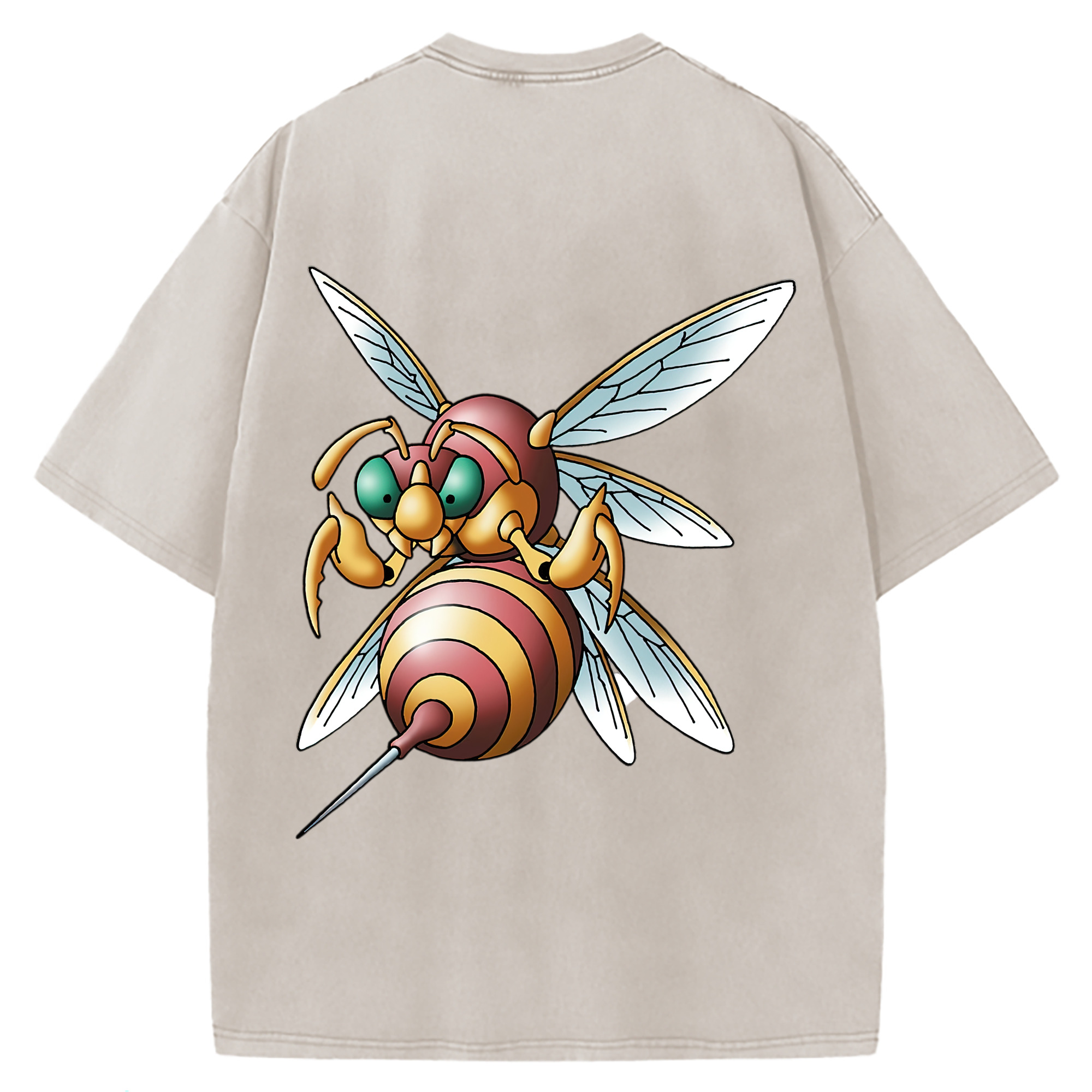 （画像用） ドラゴンクエスト Doragon Kuesuto Dragon Quest 綿100% ヴィンテージ風 半袖Tシャツ（背面プリント）
