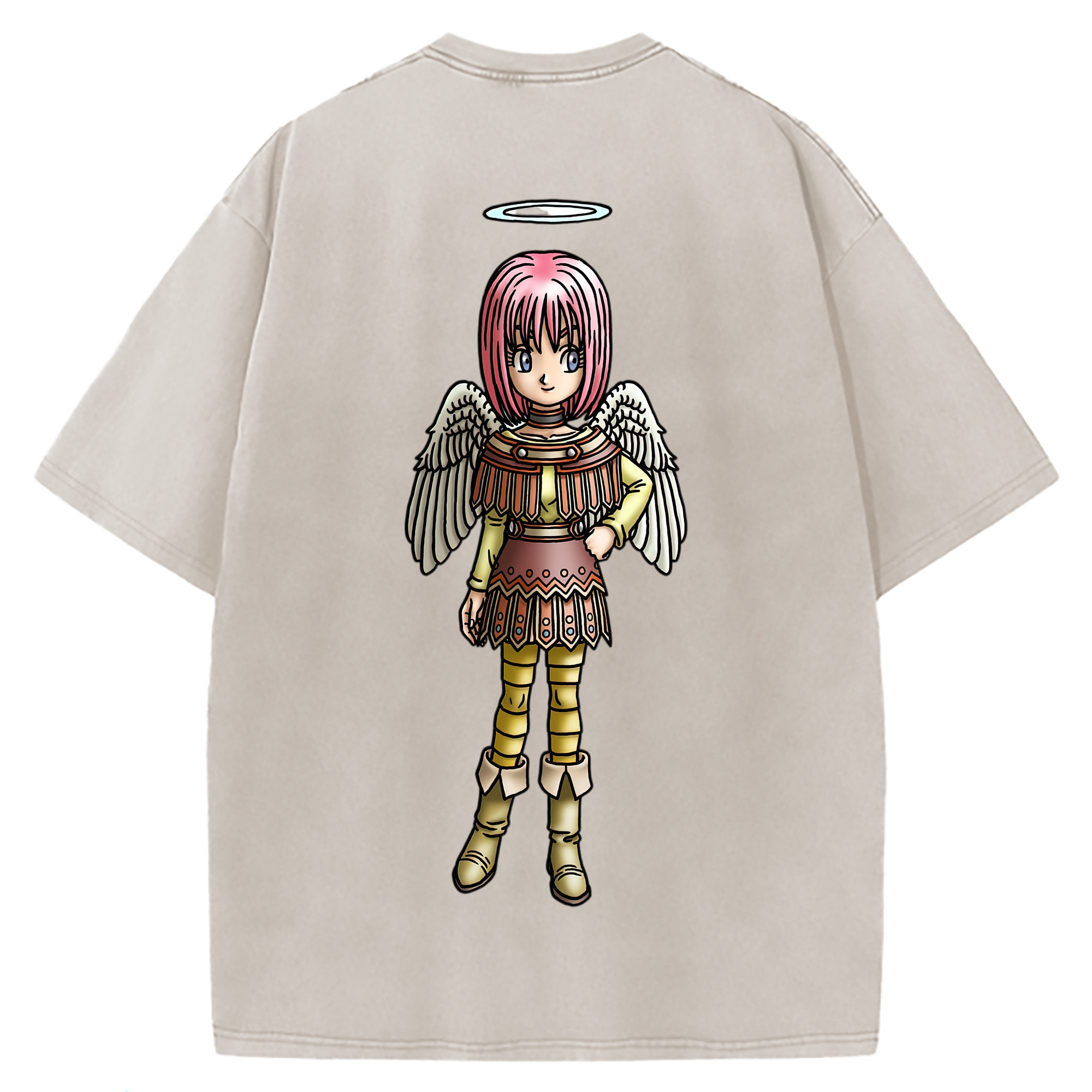 （画像用） ドラゴンクエスト Doragon Kuesuto Dragon Quest 綿100% ヴィンテージ風 半袖Tシャツ（背面プリント）