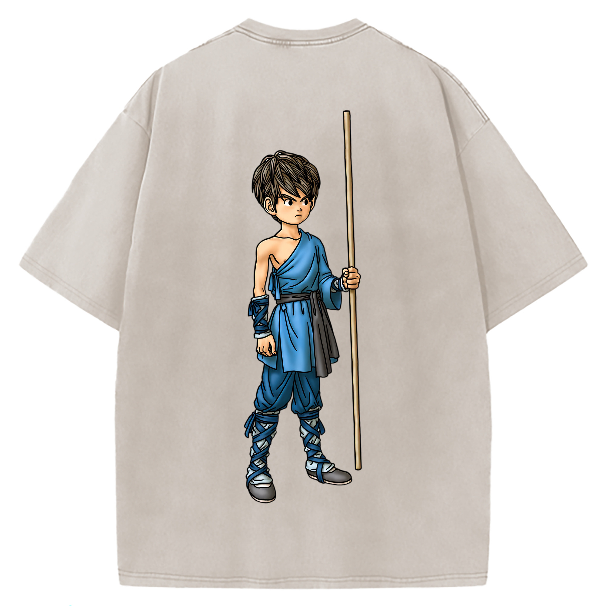 （画像用） ドラゴンクエスト Doragon Kuesuto Dragon Quest 綿100% ヴィンテージ風 半袖Tシャツ（背面プリント）