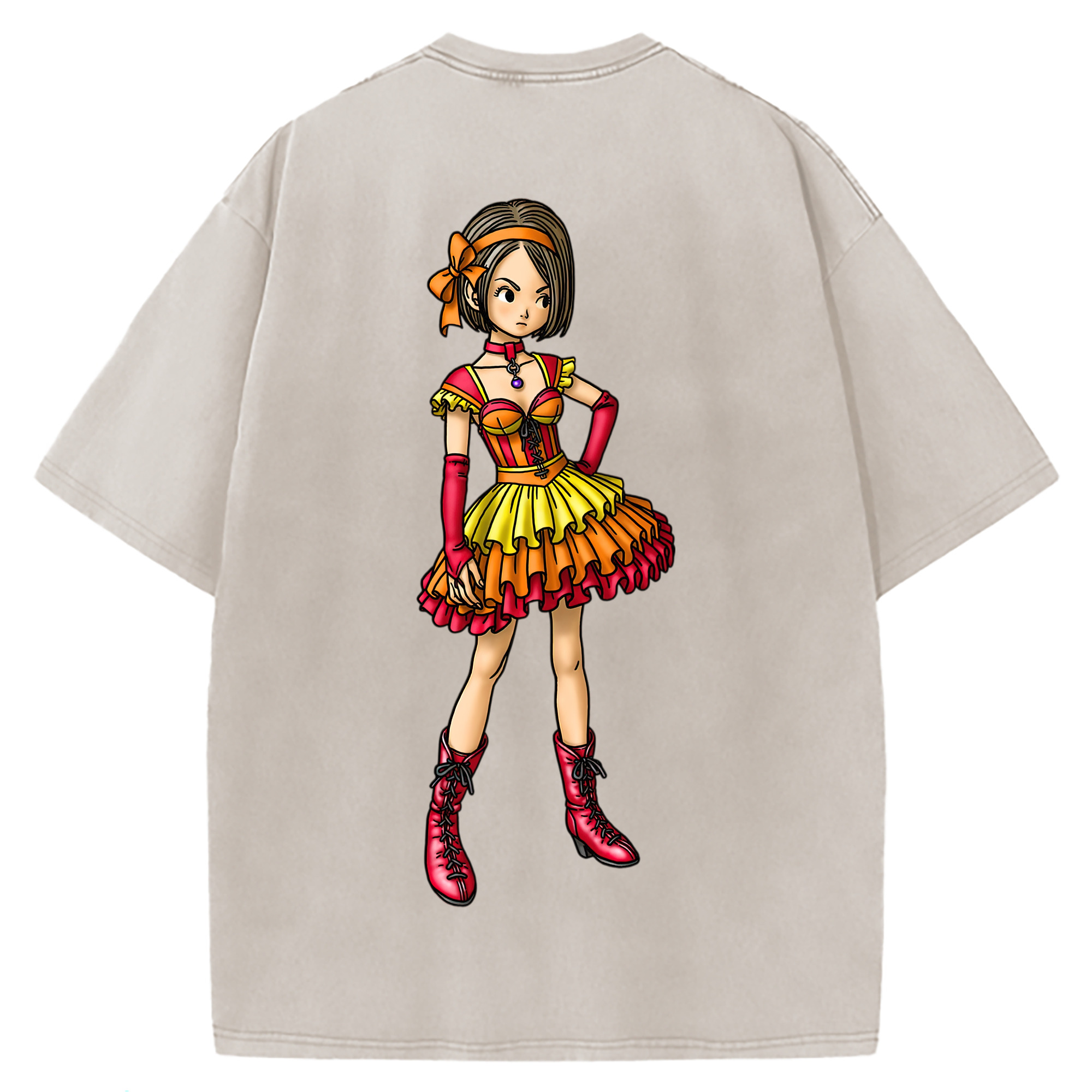 （画像用） ドラゴンクエスト Doragon Kuesuto Dragon Quest 綿100% ヴィンテージ風 半袖Tシャツ（背面プリント）