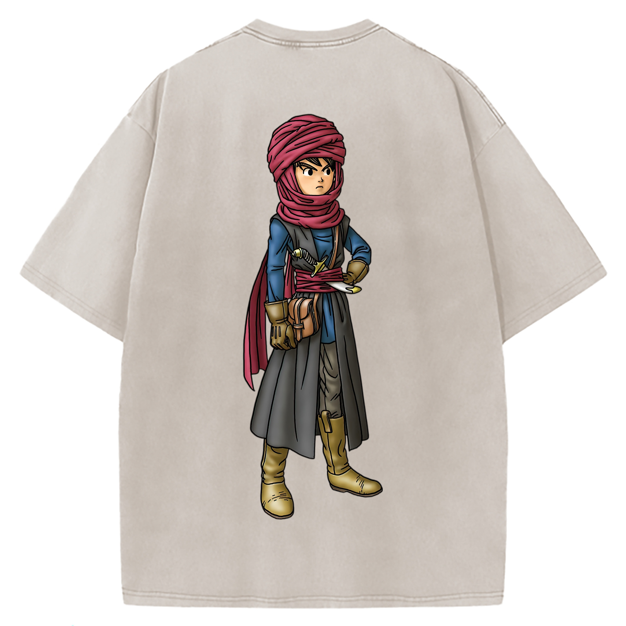 （画像用） ドラゴンクエスト Doragon Kuesuto Dragon Quest 綿100% ヴィンテージ風 半袖Tシャツ（背面プリント）