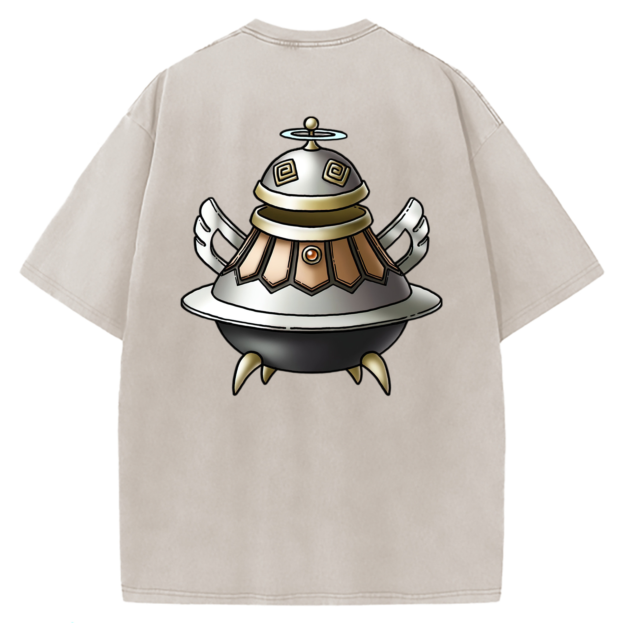 （画像用） ドラゴンクエスト Doragon Kuesuto Dragon Quest 綿100% ヴィンテージ風 半袖Tシャツ（背面プリント）