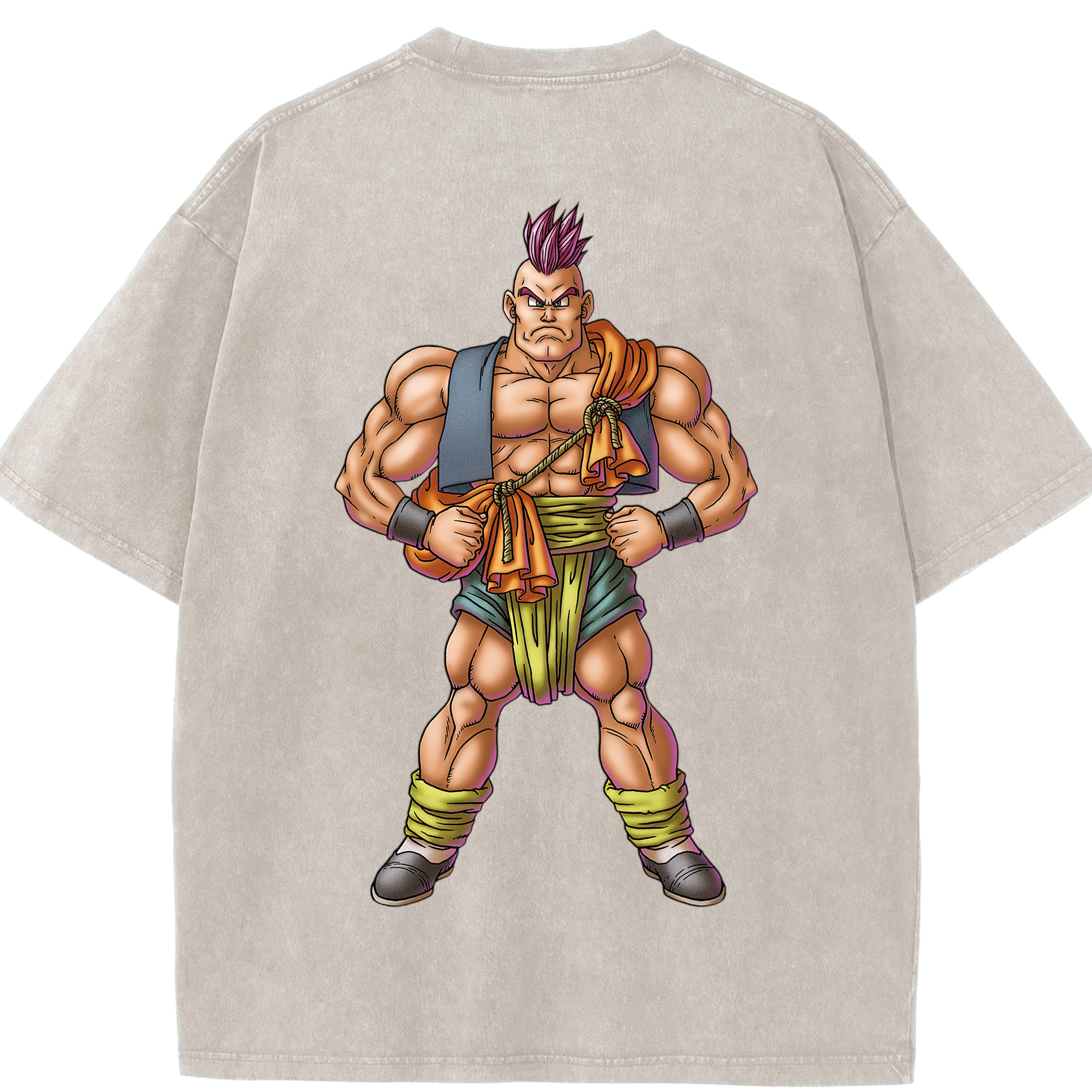 （画像用） ドラゴンクエスト Doragon Kuesuto Dragon Quest 綿100% ヴィンテージ風 半袖Tシャツ（背面プリント）