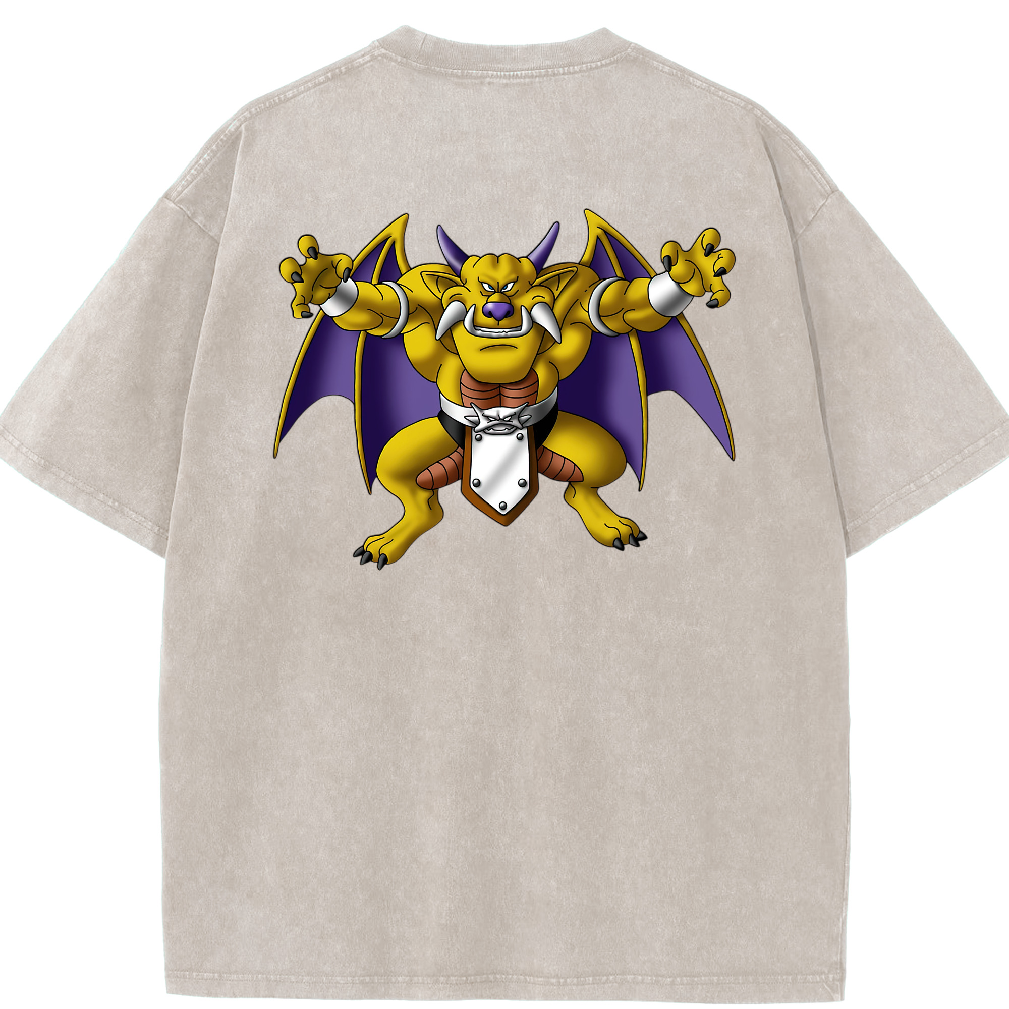（画像用） ドラゴンクエスト Doragon Kuesuto Dragon Quest 綿100% ヴィンテージ風 半袖Tシャツ（背面プリント）