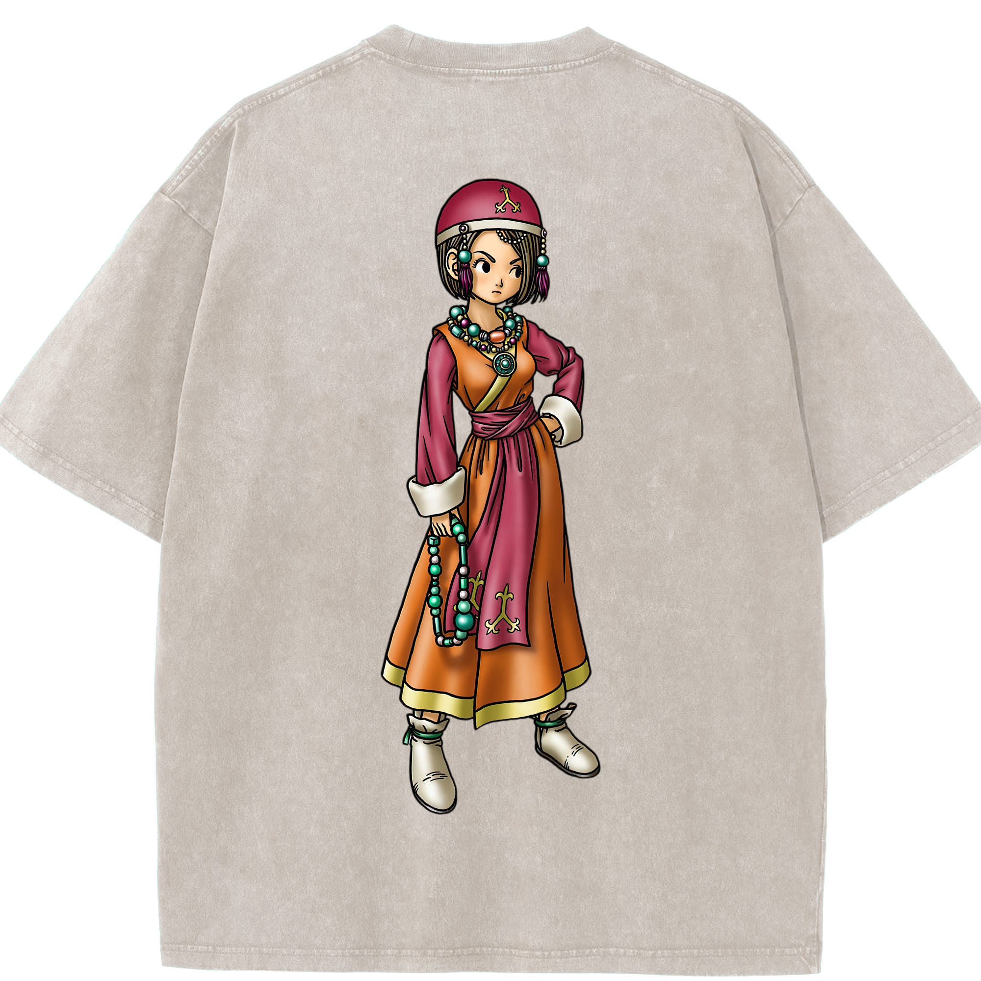 （画像用） ドラゴンクエスト Doragon Kuesuto Dragon Quest 綿100% ヴィンテージ風 半袖Tシャツ（背面プリント）