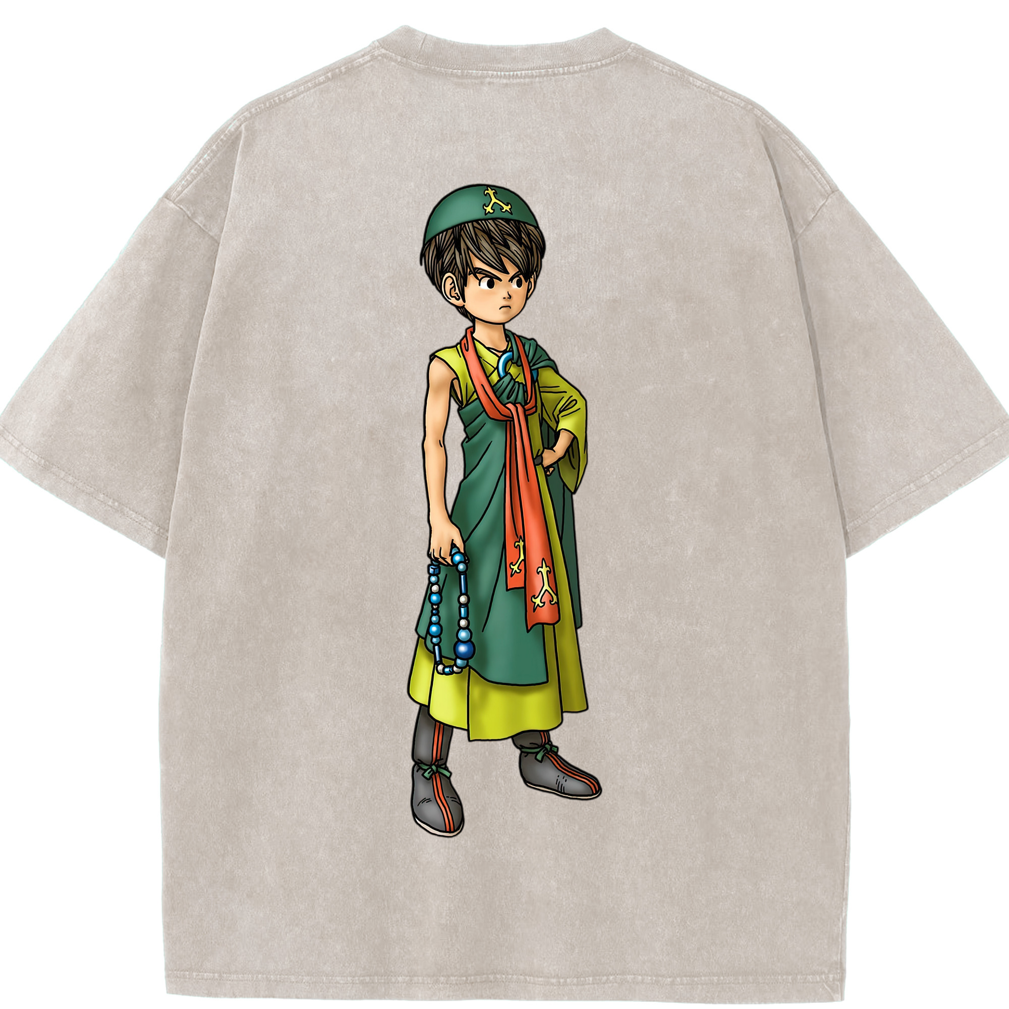（画像用） ドラゴンクエスト Doragon Kuesuto Dragon Quest 綿100% ヴィンテージ風 半袖Tシャツ（背面プリント）