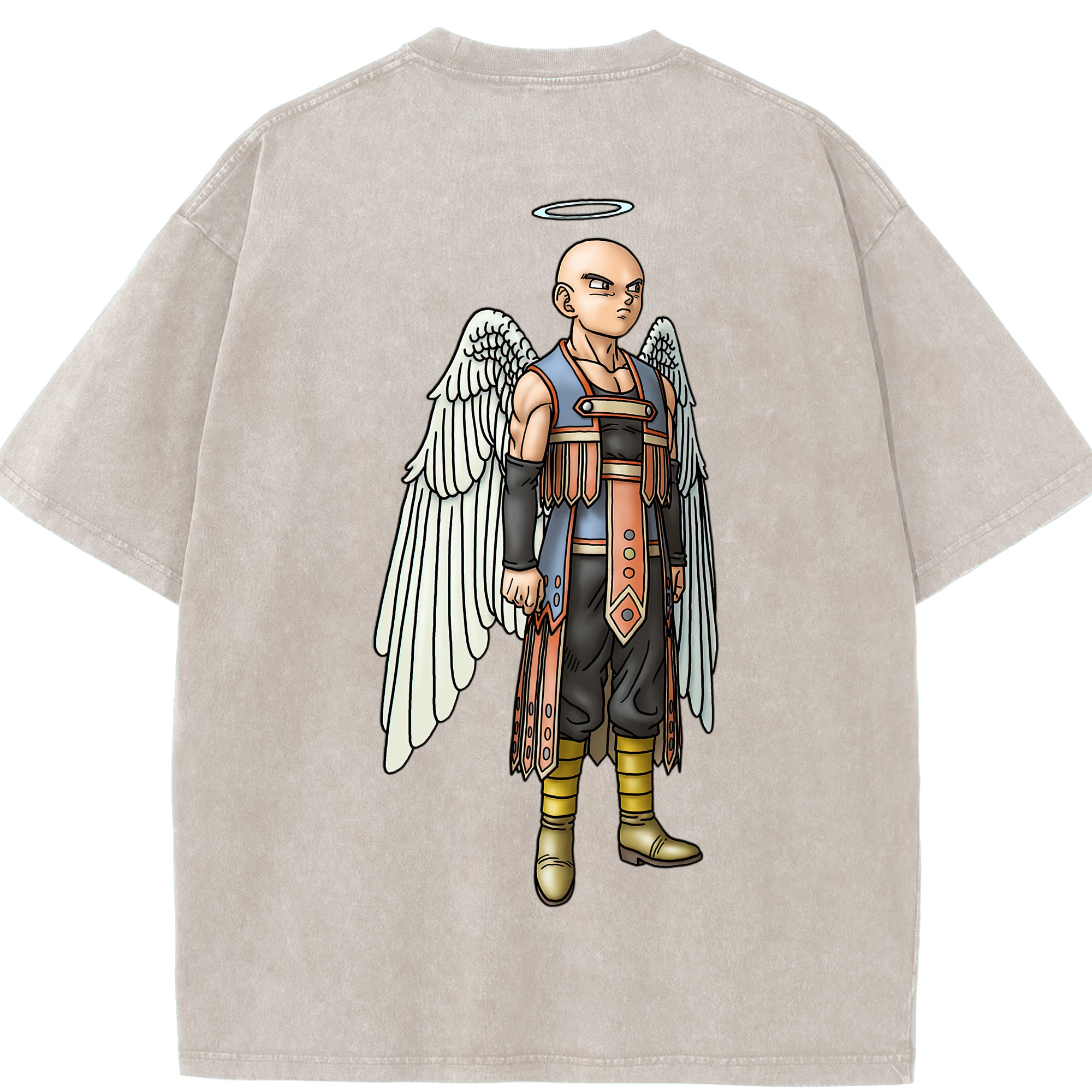 （画像用） ドラゴンクエスト Doragon Kuesuto Dragon Quest 綿100% ヴィンテージ風 半袖Tシャツ（背面プリント）