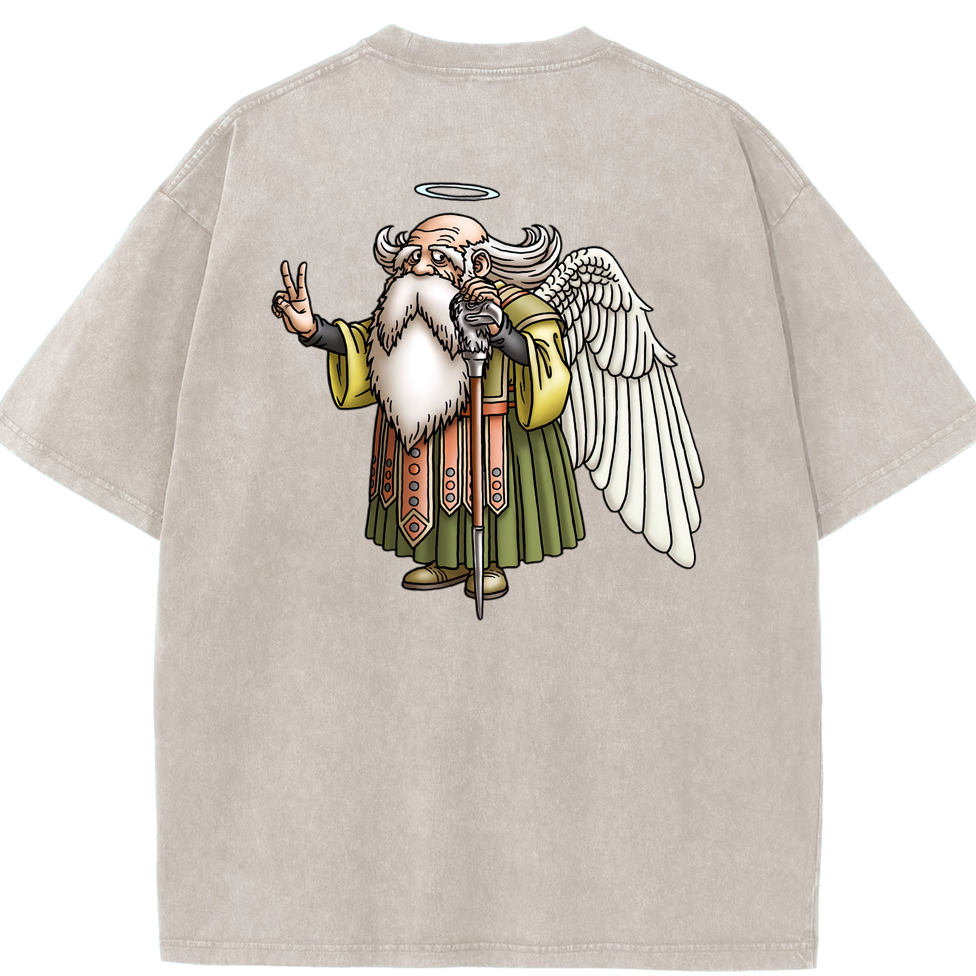 （画像用） ドラゴンクエスト Doragon Kuesuto Dragon Quest 綿100% ヴィンテージ風 半袖Tシャツ（背面プリント）