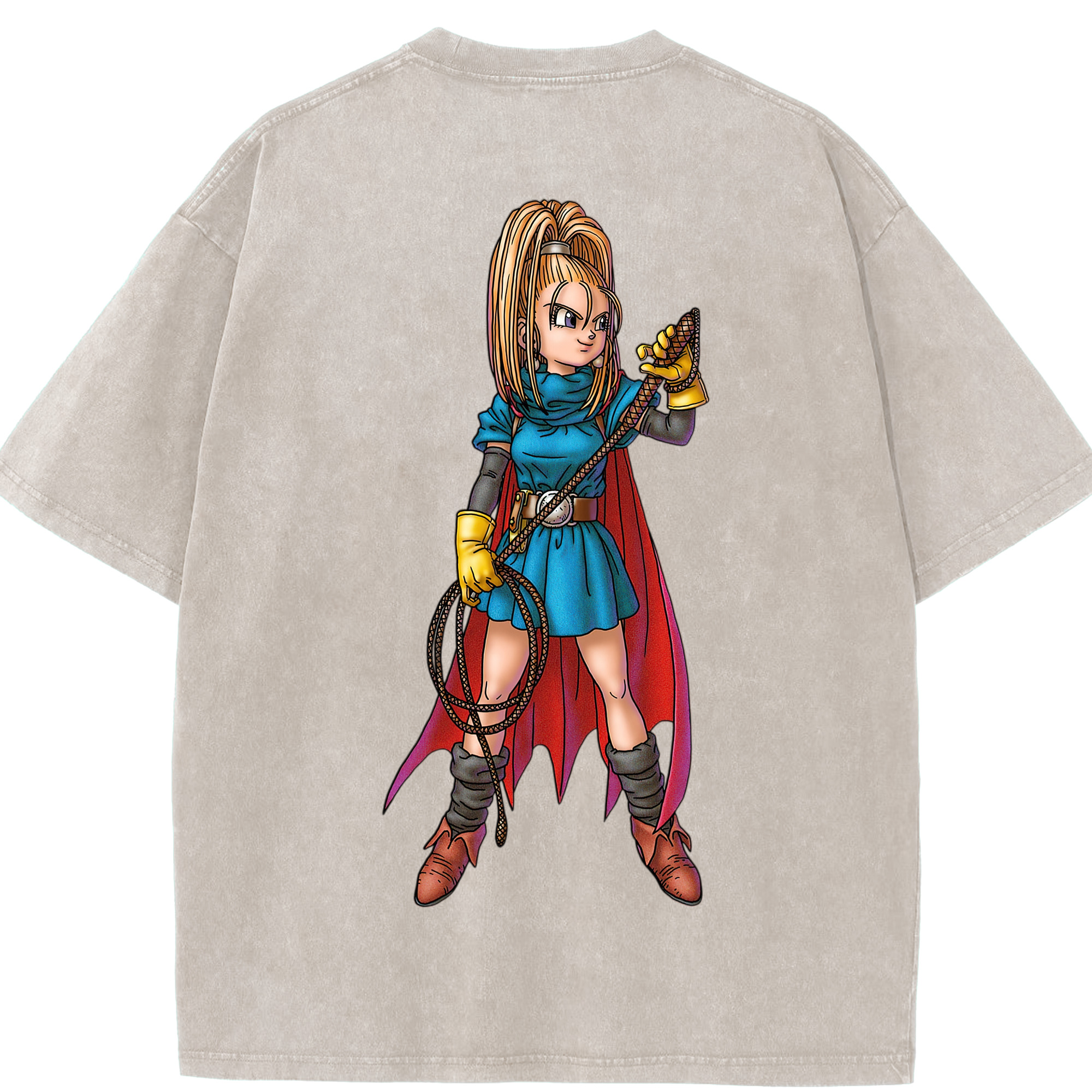 （画像用） ドラゴンクエスト Doragon Kuesuto Dragon Quest 綿100% ヴィンテージ風 半袖Tシャツ（背面プリント）