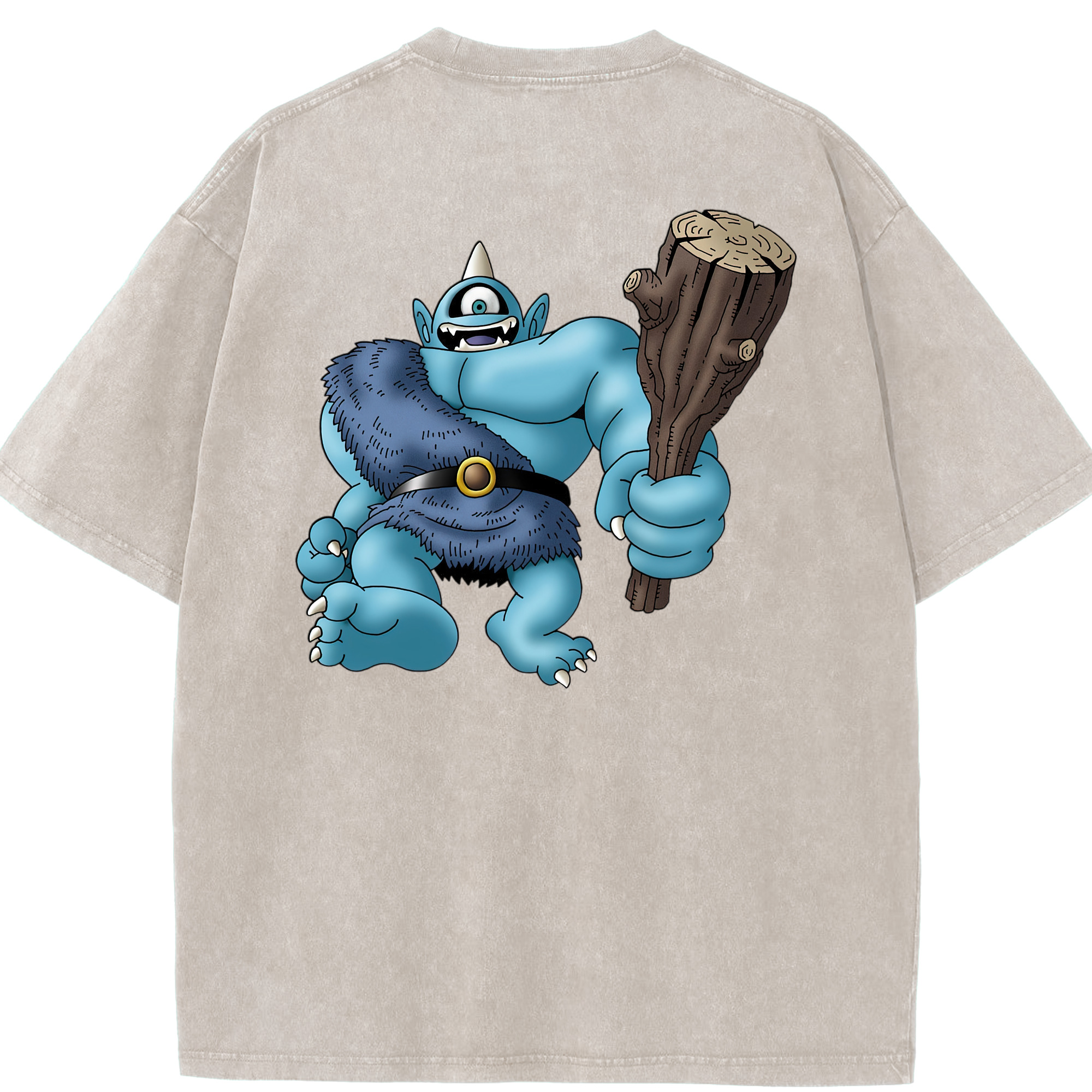 （画像用） ドラゴンクエスト Doragon Kuesuto Dragon Quest 綿100% ヴィンテージ風 半袖Tシャツ（背面プリント）