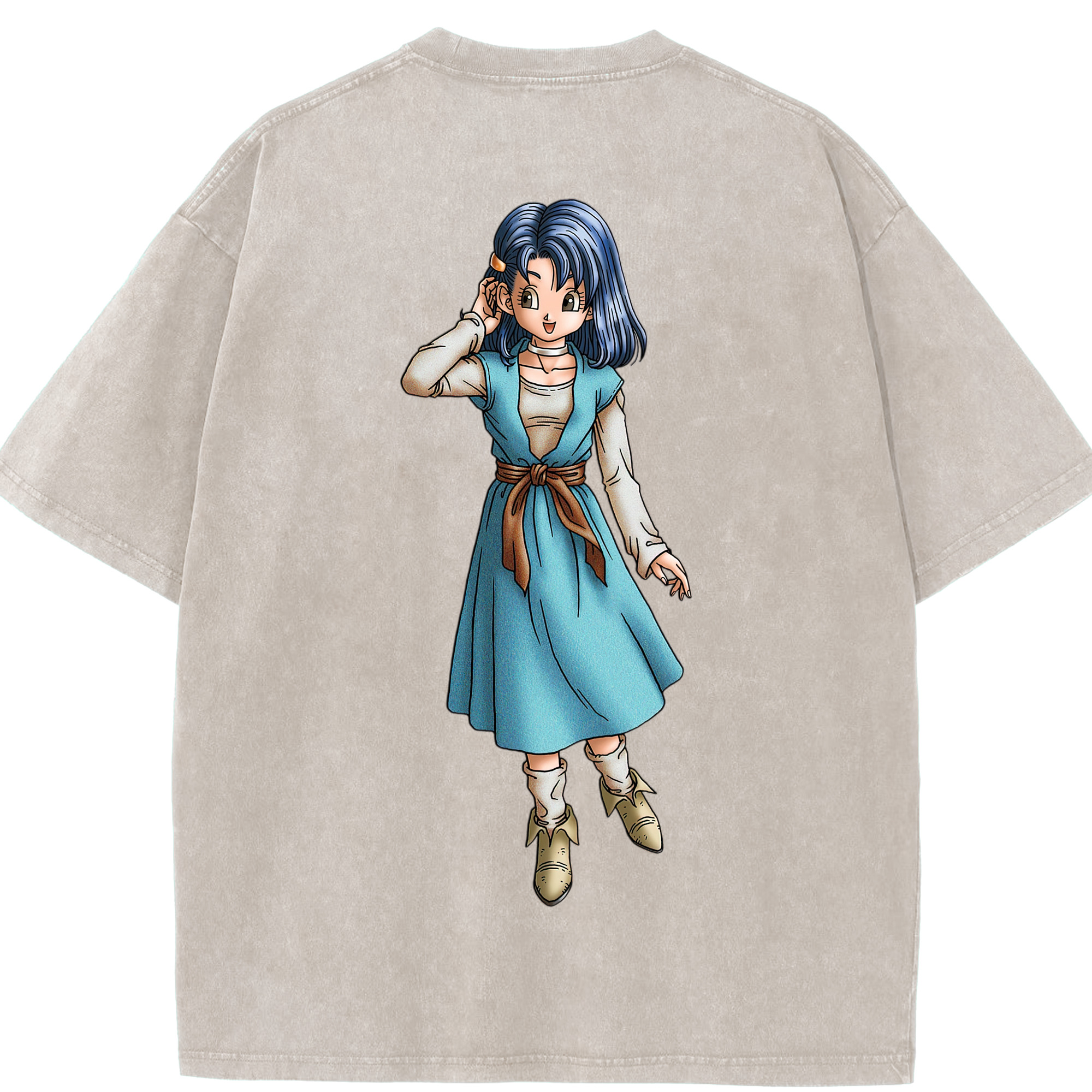（画像用） ドラゴンクエスト Doragon Kuesuto Dragon Quest 綿100% ヴィンテージ風 半袖Tシャツ（背面プリント）