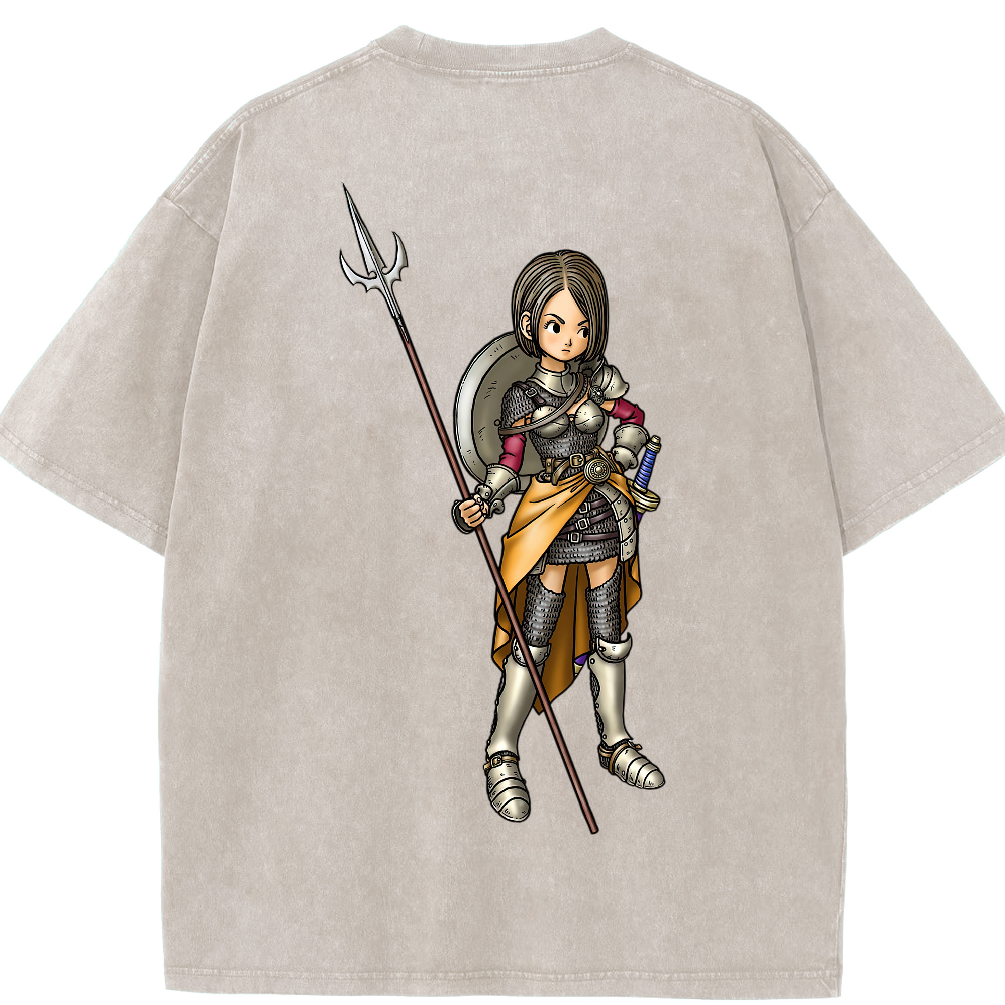 （画像用） ドラゴンクエスト Doragon Kuesuto Dragon Quest 綿100% ヴィンテージ風 半袖Tシャツ（背面プリント）