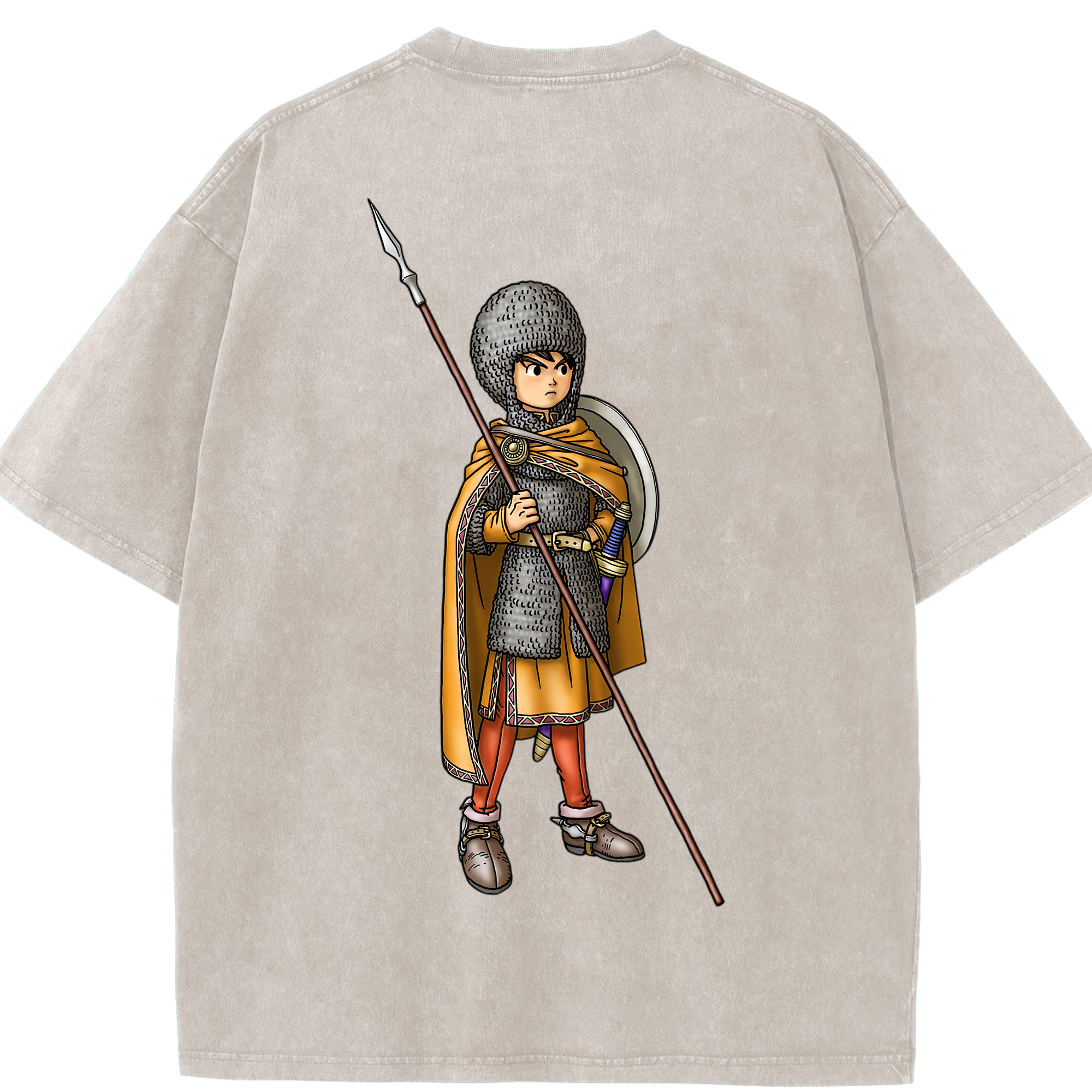 （画像用） ドラゴンクエスト Doragon Kuesuto Dragon Quest 綿100% ヴィンテージ風 半袖Tシャツ（背面プリント）