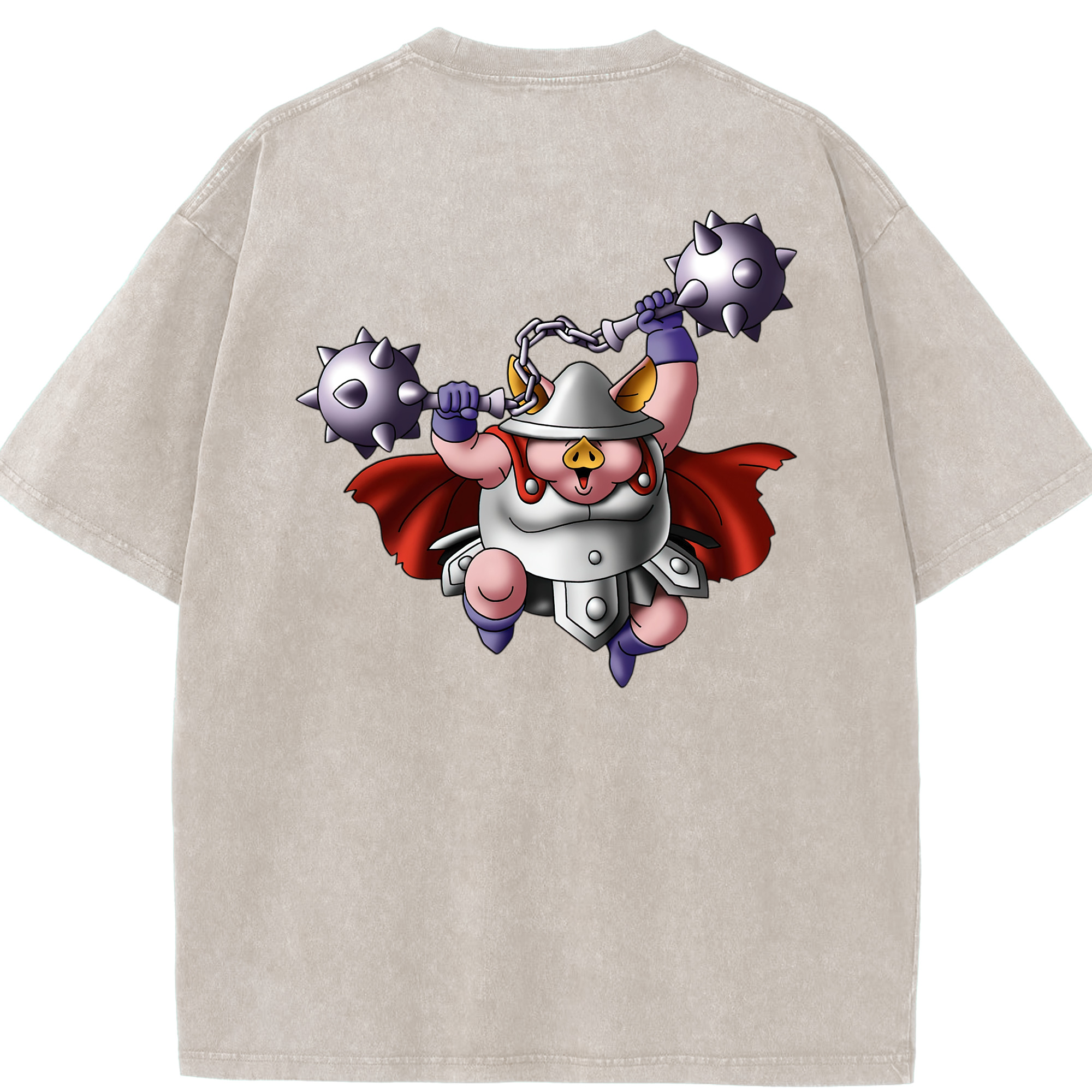 （画像用） ドラゴンクエスト Doragon Kuesuto Dragon Quest 綿100% ヴィンテージ風 半袖Tシャツ（背面プリント）