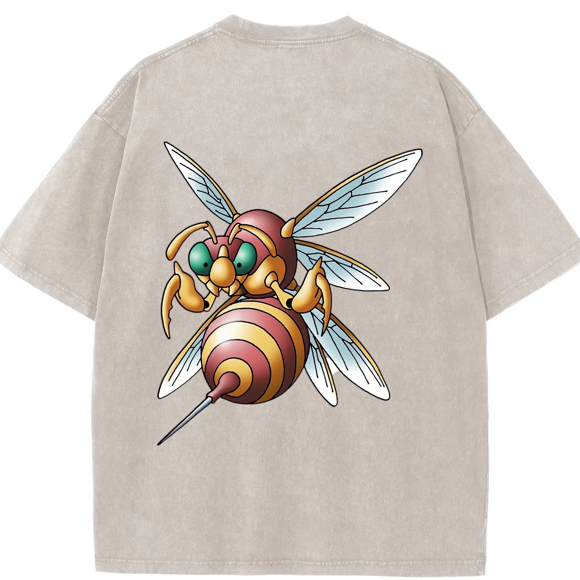 （画像用） ドラゴンクエスト Doragon Kuesuto Dragon Quest 綿100% ヴィンテージ風 半袖Tシャツ（背面プリント）