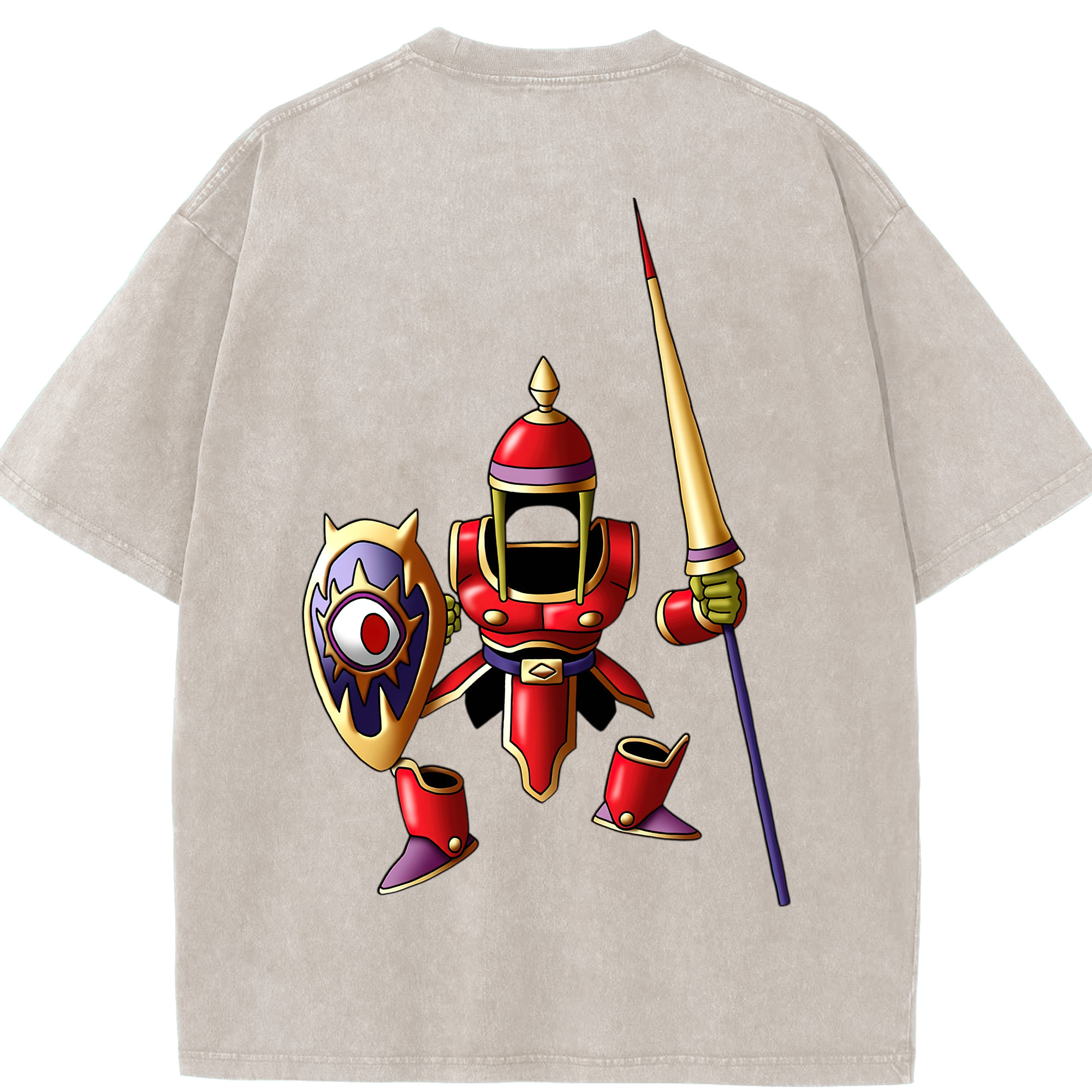 （画像用） ドラゴンクエスト Doragon Kuesuto Dragon Quest 綿100% ヴィンテージ風 半袖Tシャツ（背面プリント）