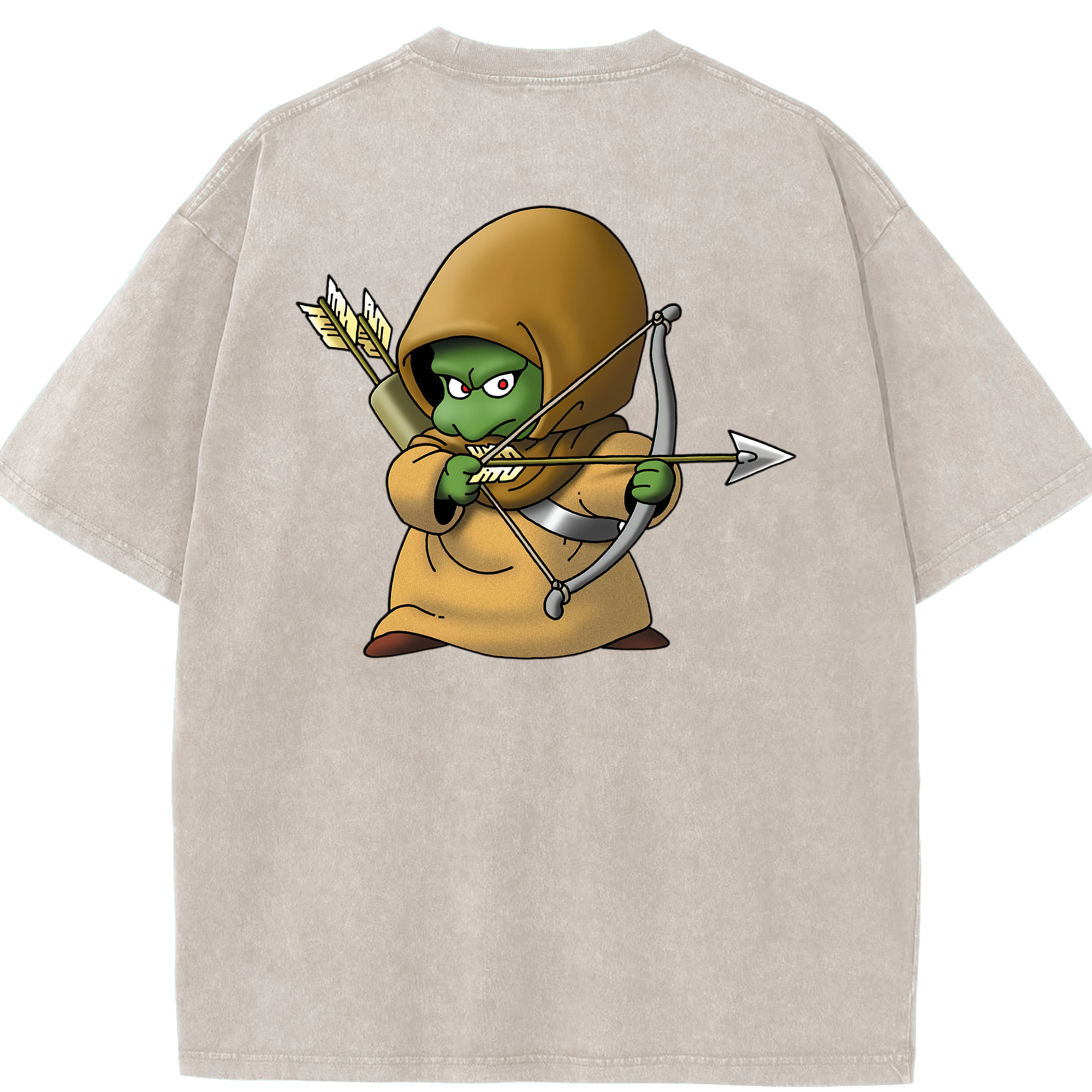 （画像用） ドラゴンクエスト Doragon Kuesuto Dragon Quest 綿100% ヴィンテージ風 半袖Tシャツ（背面プリント）