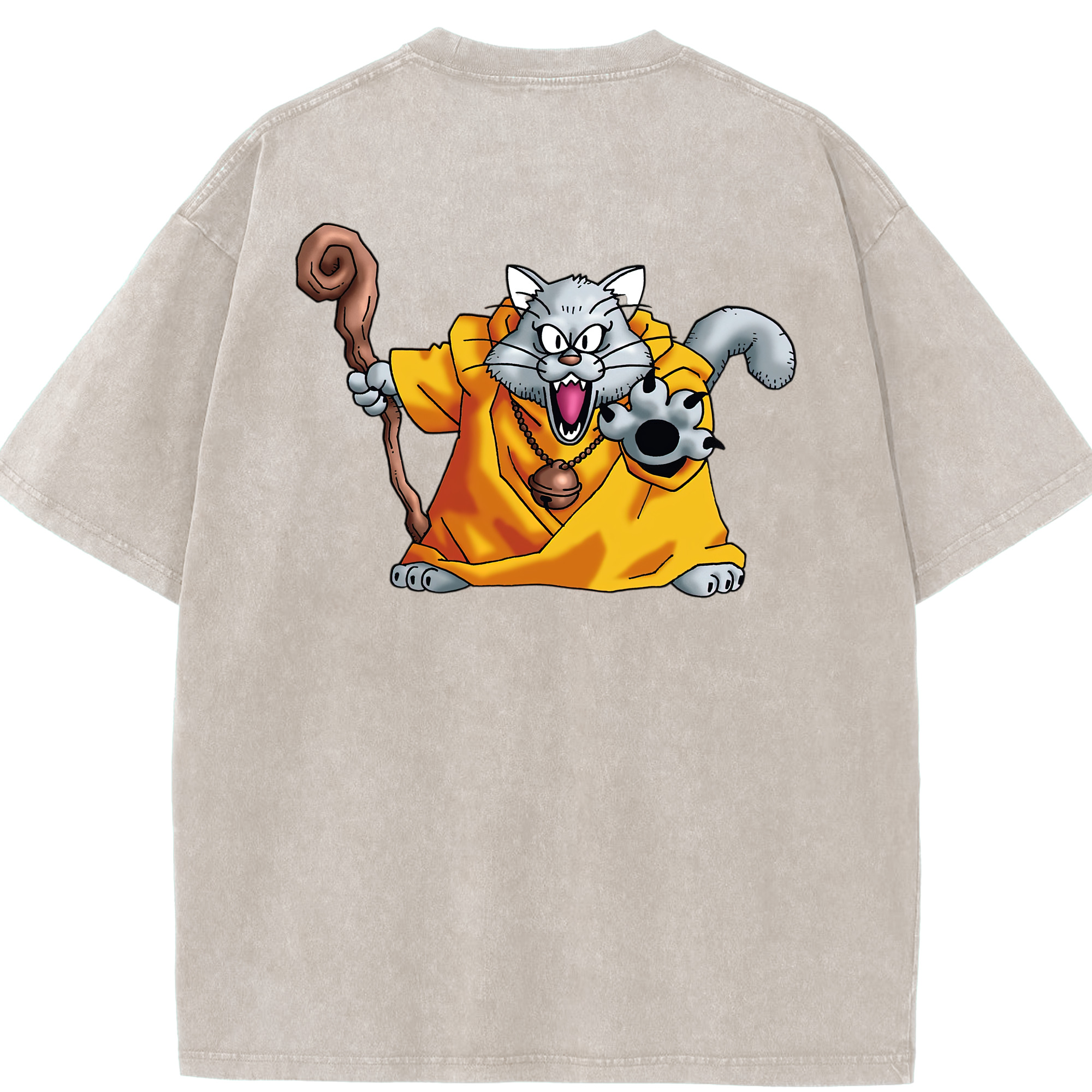 （画像用） ドラゴンクエスト Doragon Kuesuto Dragon Quest 綿100% ヴィンテージ風 半袖Tシャツ（背面プリント）