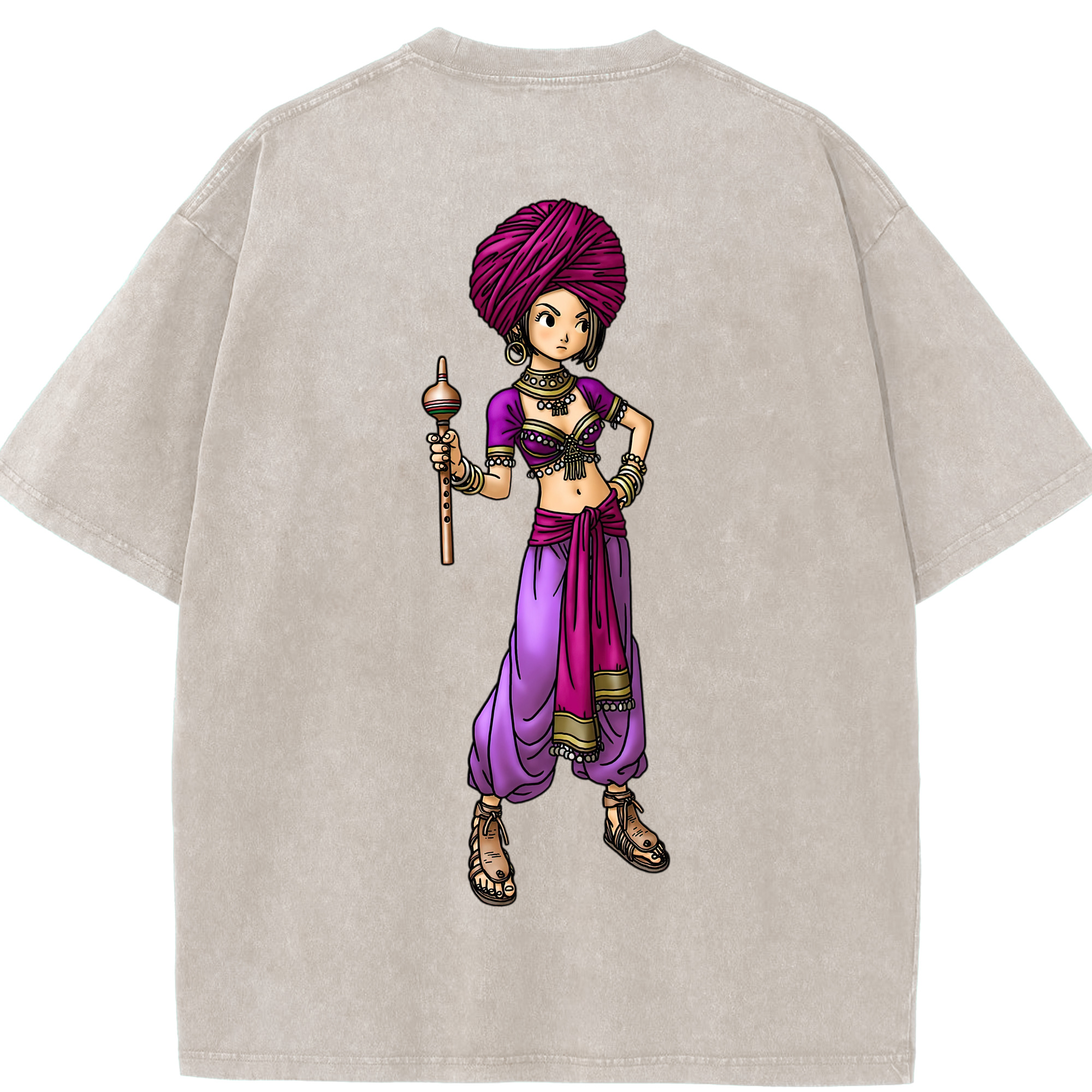 （画像用） ドラゴンクエスト Doragon Kuesuto Dragon Quest 綿100% ヴィンテージ風 半袖Tシャツ（背面プリント）