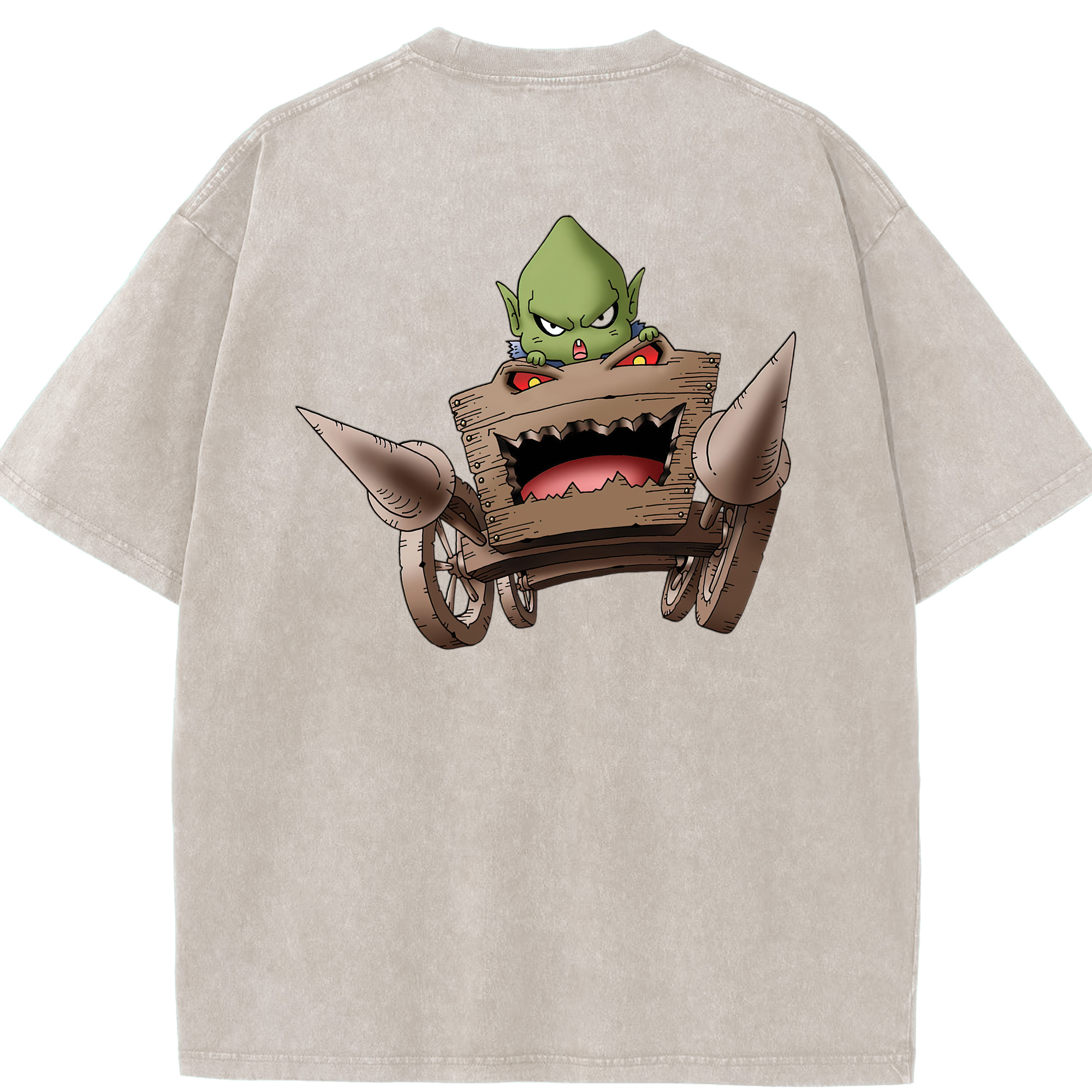 （画像用） ドラゴンクエスト Doragon Kuesuto Dragon Quest 綿100% ヴィンテージ風 半袖Tシャツ（背面プリント）