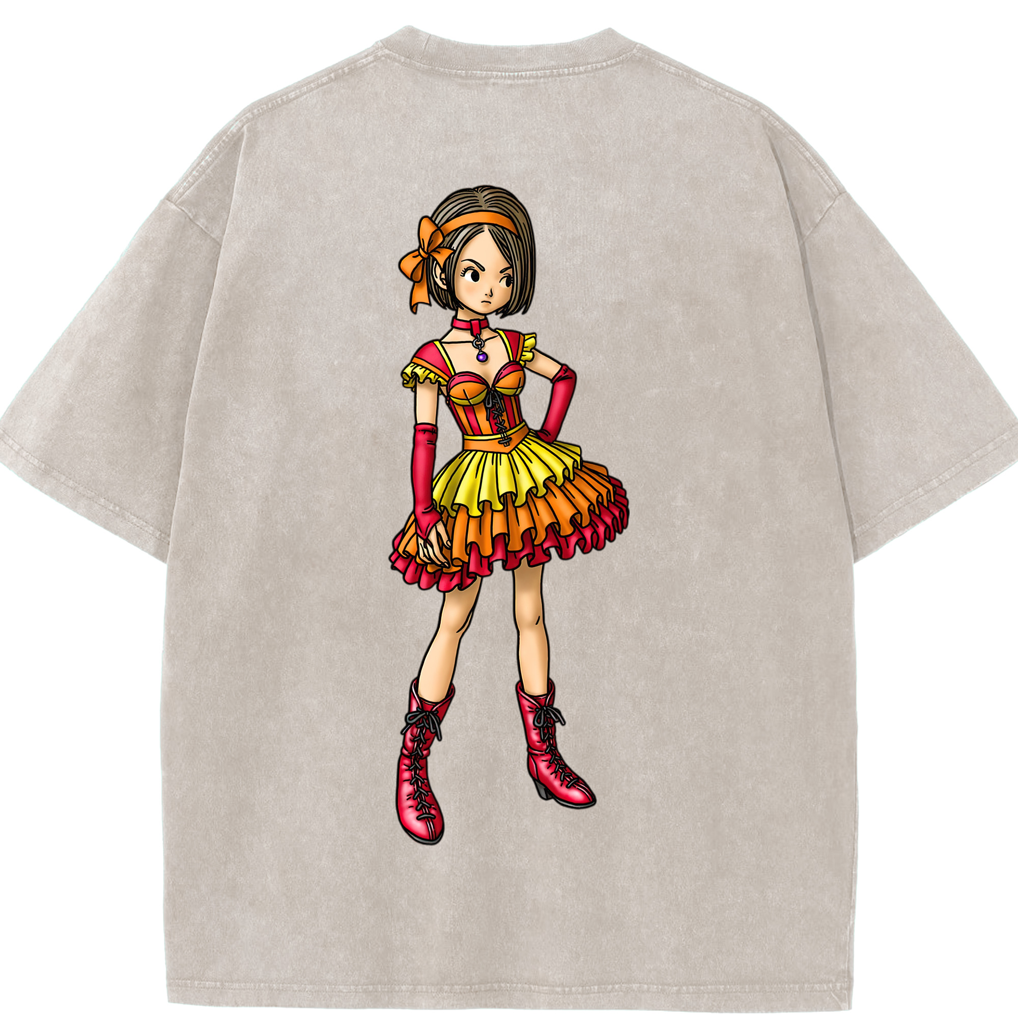 （画像用） ドラゴンクエスト Doragon Kuesuto Dragon Quest 綿100% ヴィンテージ風 半袖Tシャツ（背面プリント）