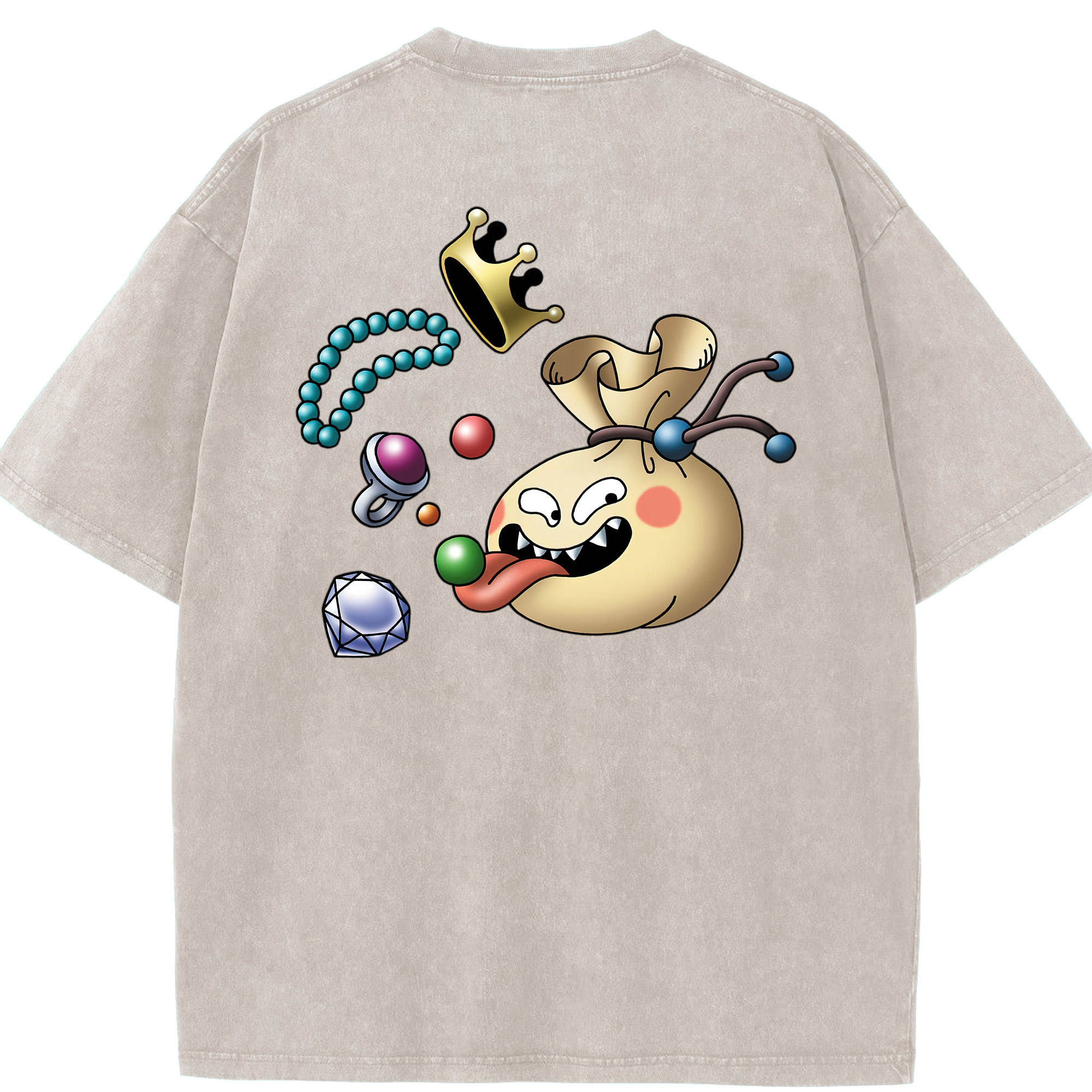 （画像用） ドラゴンクエスト Doragon Kuesuto Dragon Quest 綿100% ヴィンテージ風 半袖Tシャツ（背面プリント）