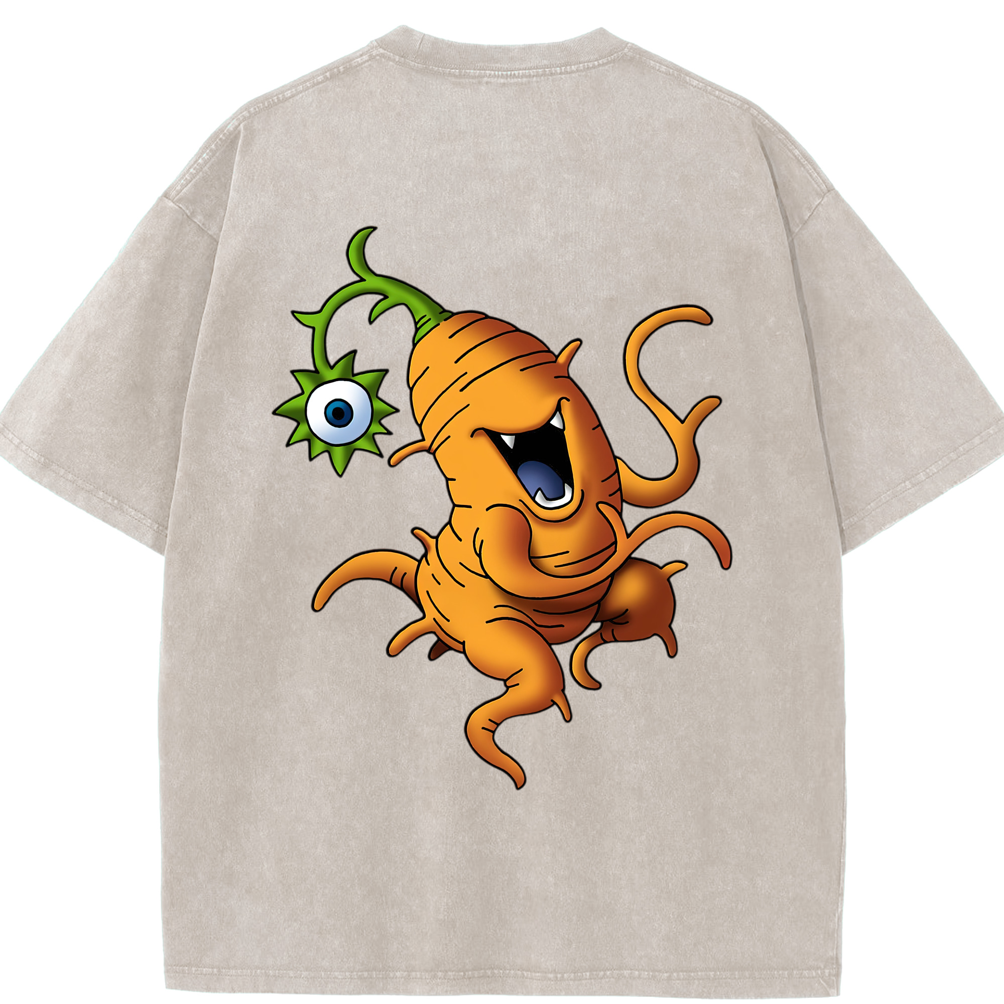 （画像用） ドラゴンクエスト Doragon Kuesuto Dragon Quest 綿100% ヴィンテージ風 半袖Tシャツ（背面プリント）
