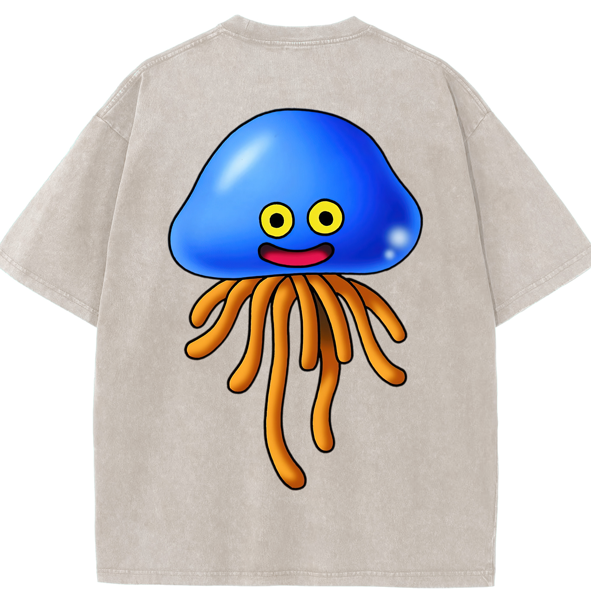 （画像用） ドラゴンクエスト Doragon Kuesuto Dragon Quest 綿100% ヴィンテージ風 半袖Tシャツ（背面プリント）
