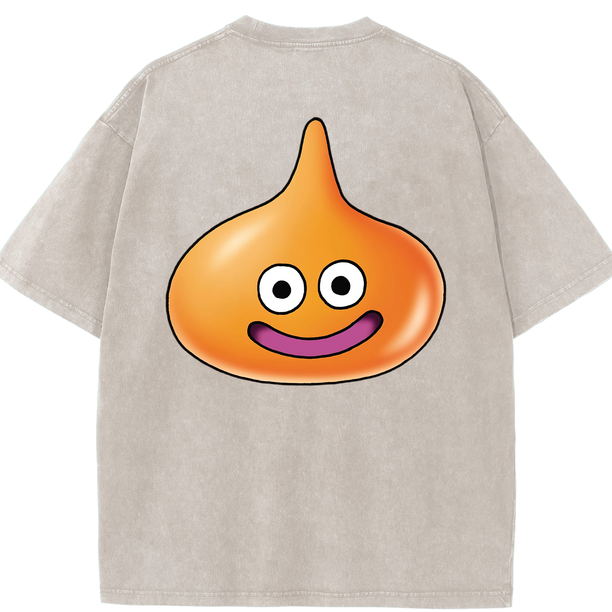 （画像用） ドラゴンクエスト Doragon Kuesuto Dragon Quest 綿100% ヴィンテージ風 半袖Tシャツ（背面プリント）