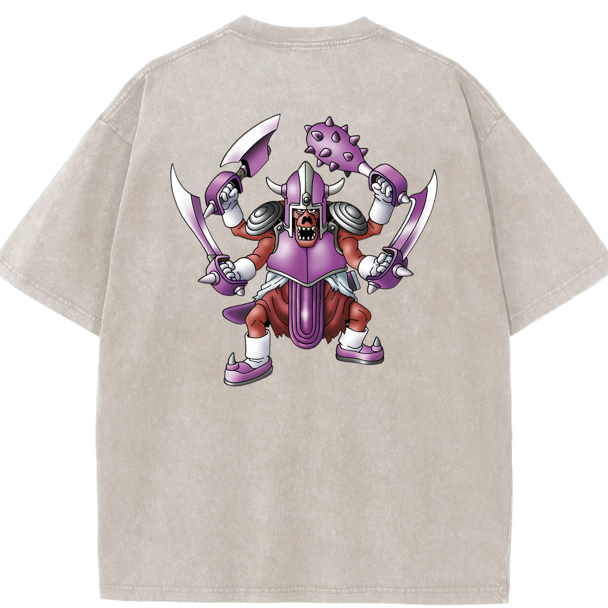 （画像用） ドラゴンクエスト Doragon Kuesuto Dragon Quest 綿100% ヴィンテージ風 半袖Tシャツ（背面プリント）