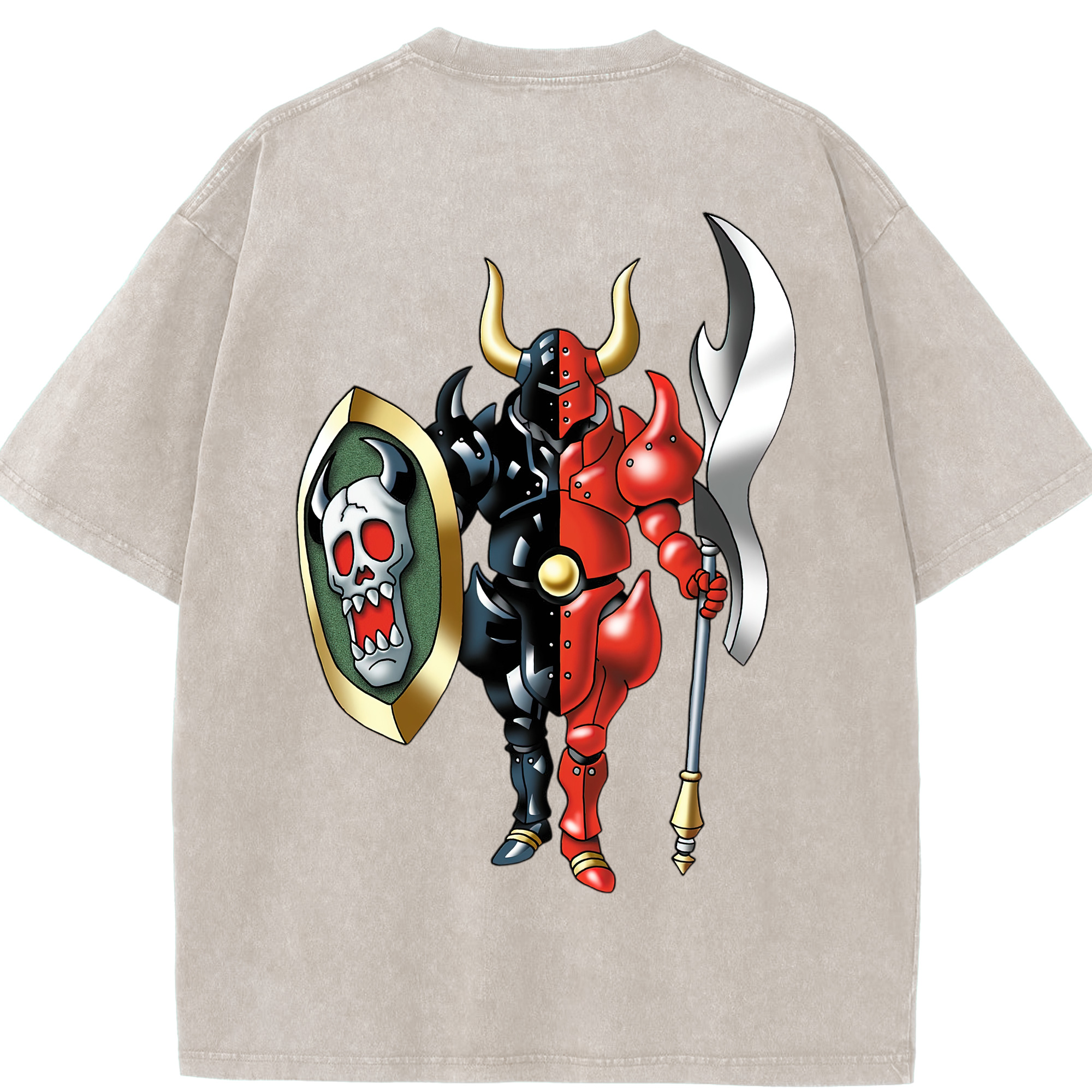 （画像用） ドラゴンクエスト Doragon Kuesuto Dragon Quest 綿100% ヴィンテージ風 半袖Tシャツ（背面プリント）