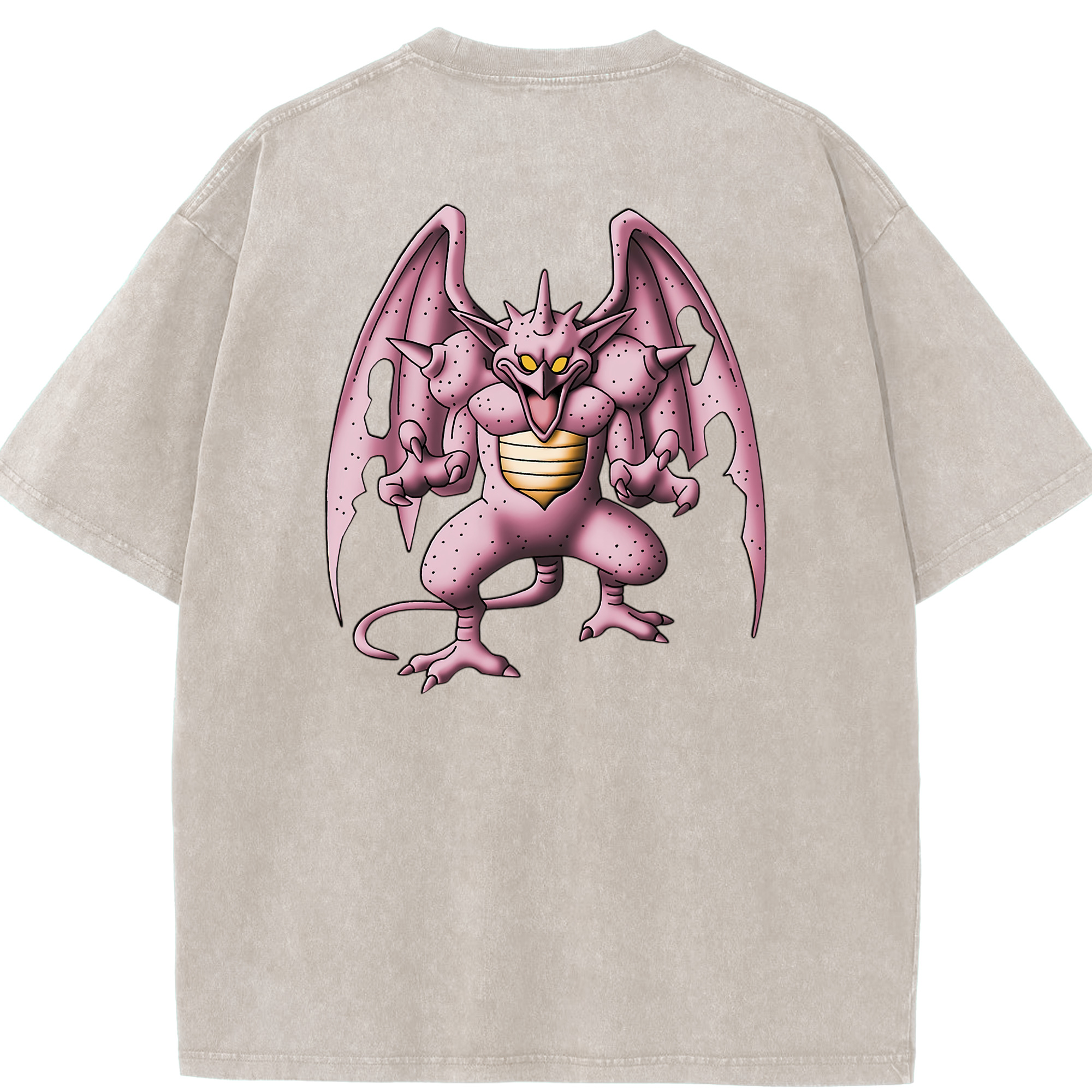 （画像用） ドラゴンクエスト Doragon Kuesuto Dragon Quest 綿100% ヴィンテージ風 半袖Tシャツ（背面プリント）