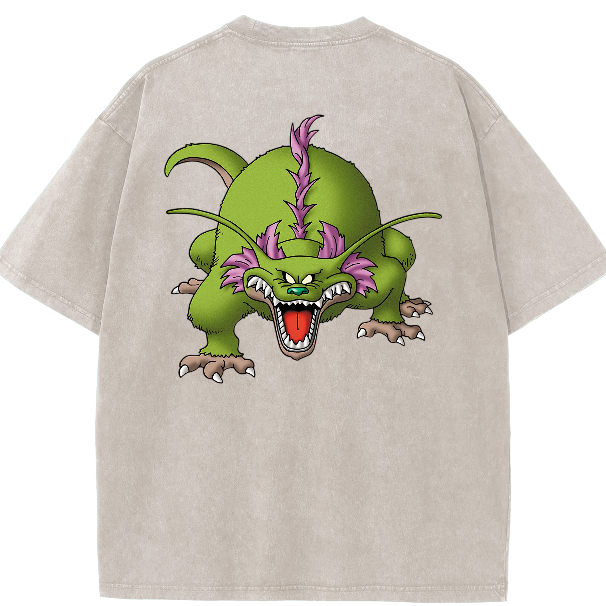 （画像用） ドラゴンクエスト Doragon Kuesuto Dragon Quest 綿100% ヴィンテージ風 半袖Tシャツ（背面プリント）