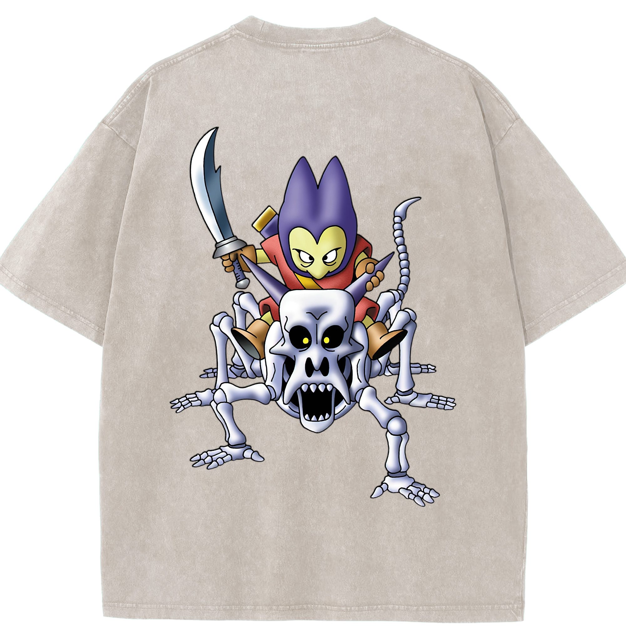 （画像用） ドラゴンクエスト Doragon Kuesuto Dragon Quest 綿100% ヴィンテージ風 半袖Tシャツ（背面プリント）
