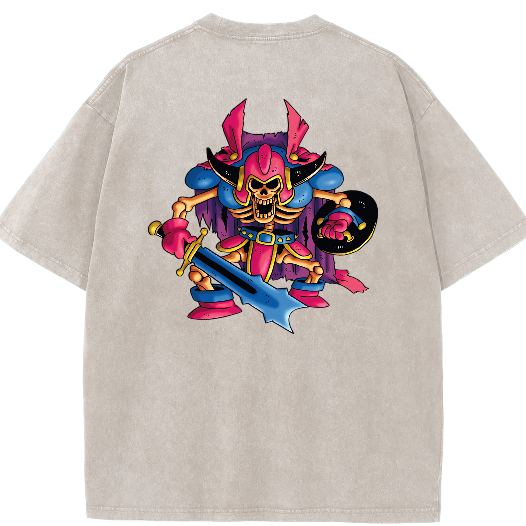 （画像用） ドラゴンクエスト Doragon Kuesuto Dragon Quest 綿100% ヴィンテージ風 半袖Tシャツ（背面プリント）