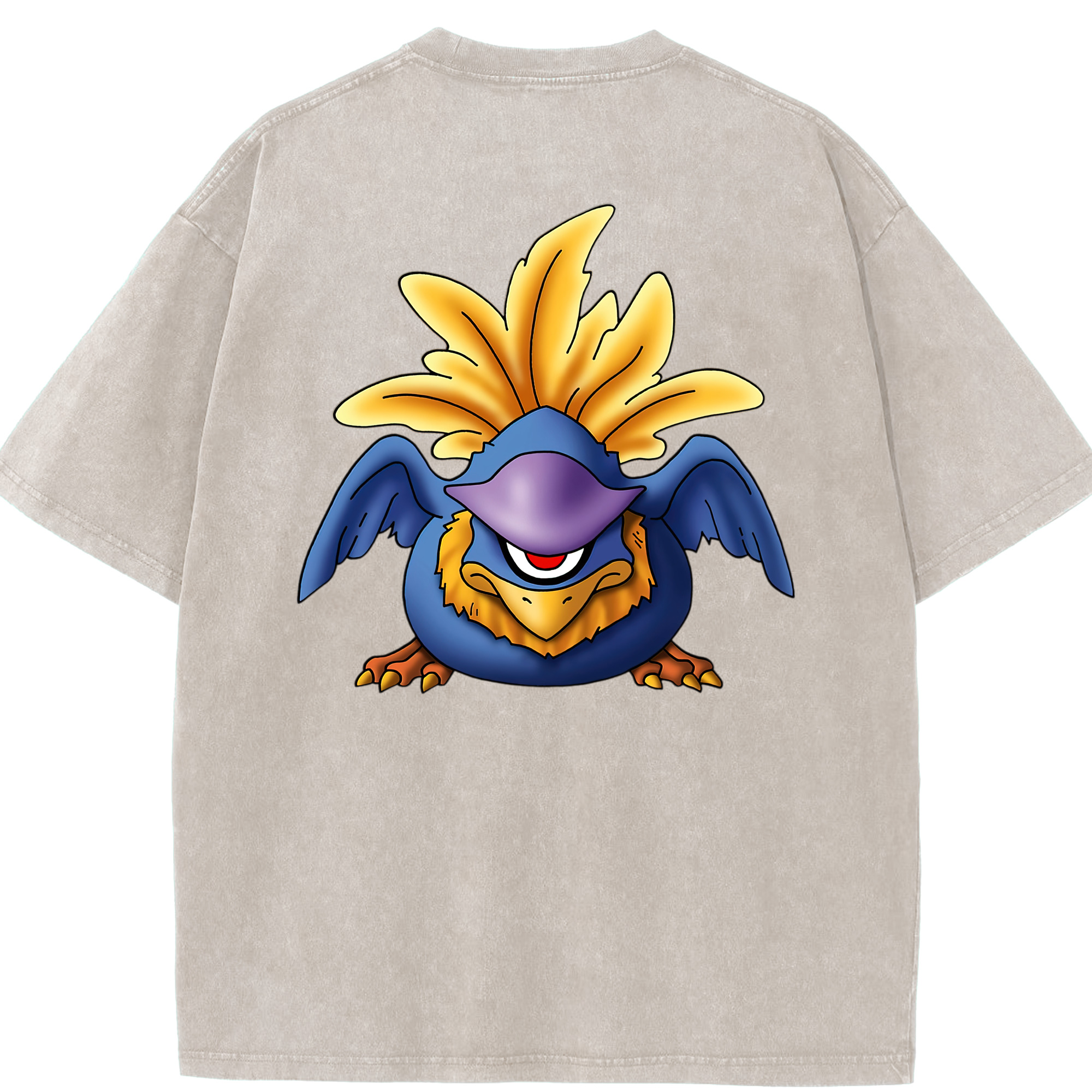 （画像用） ドラゴンクエスト Doragon Kuesuto Dragon Quest 綿100% ヴィンテージ風 半袖Tシャツ（背面プリント）