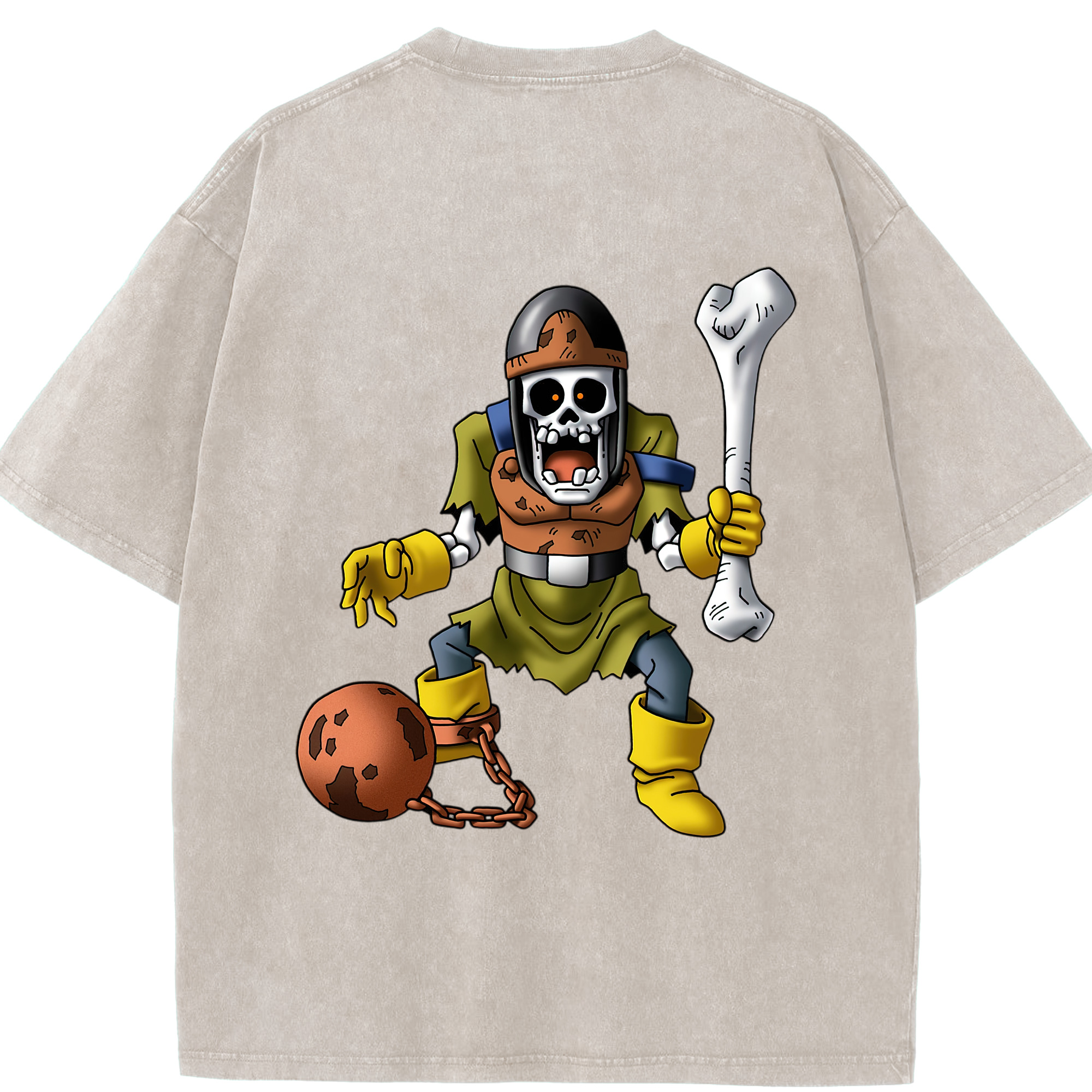 （画像用） ドラゴンクエスト Doragon Kuesuto Dragon Quest 綿100% ヴィンテージ風 半袖Tシャツ（背面プリント）