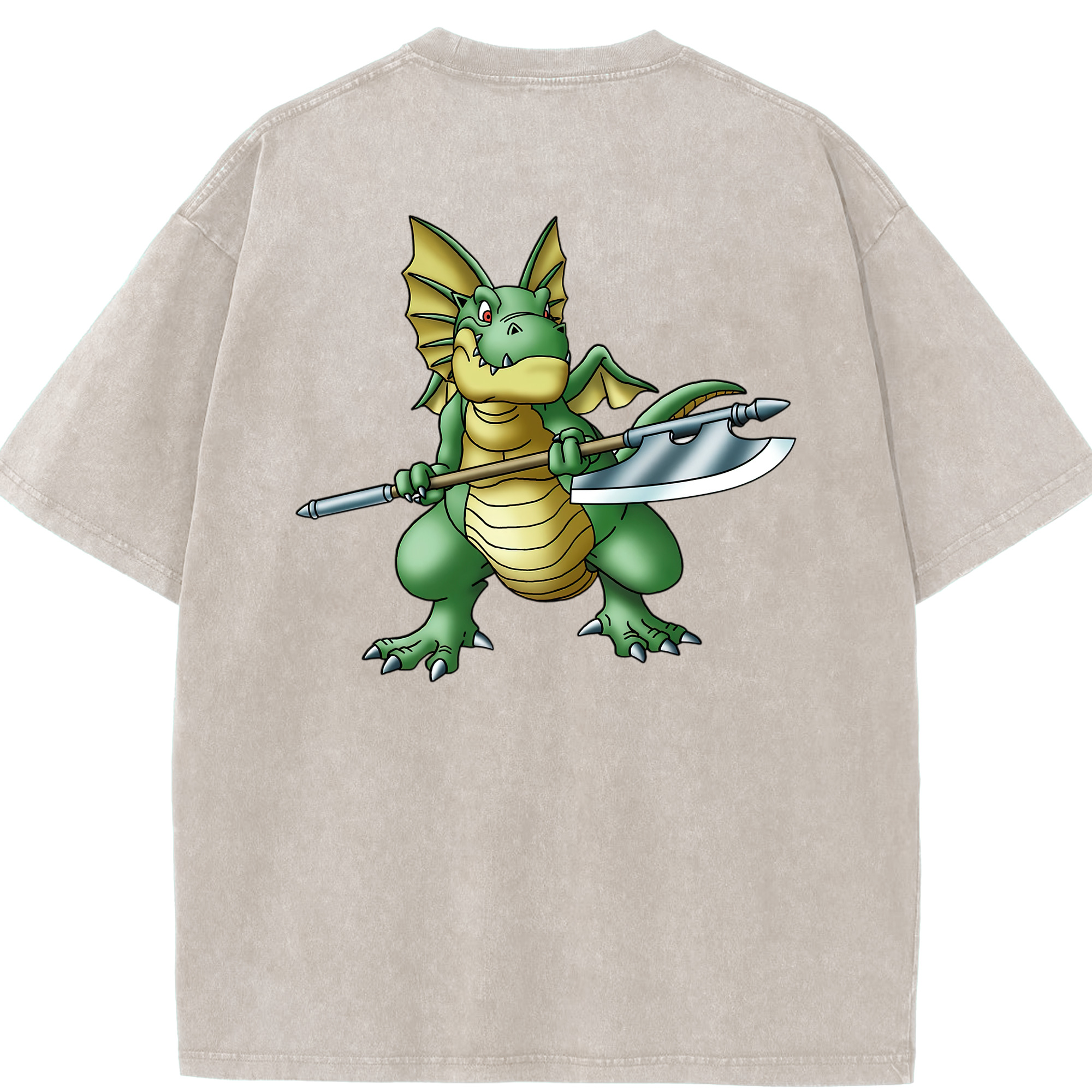 （画像用） ドラゴンクエスト Doragon Kuesuto Dragon Quest 綿100% ヴィンテージ風 半袖Tシャツ（背面プリント）