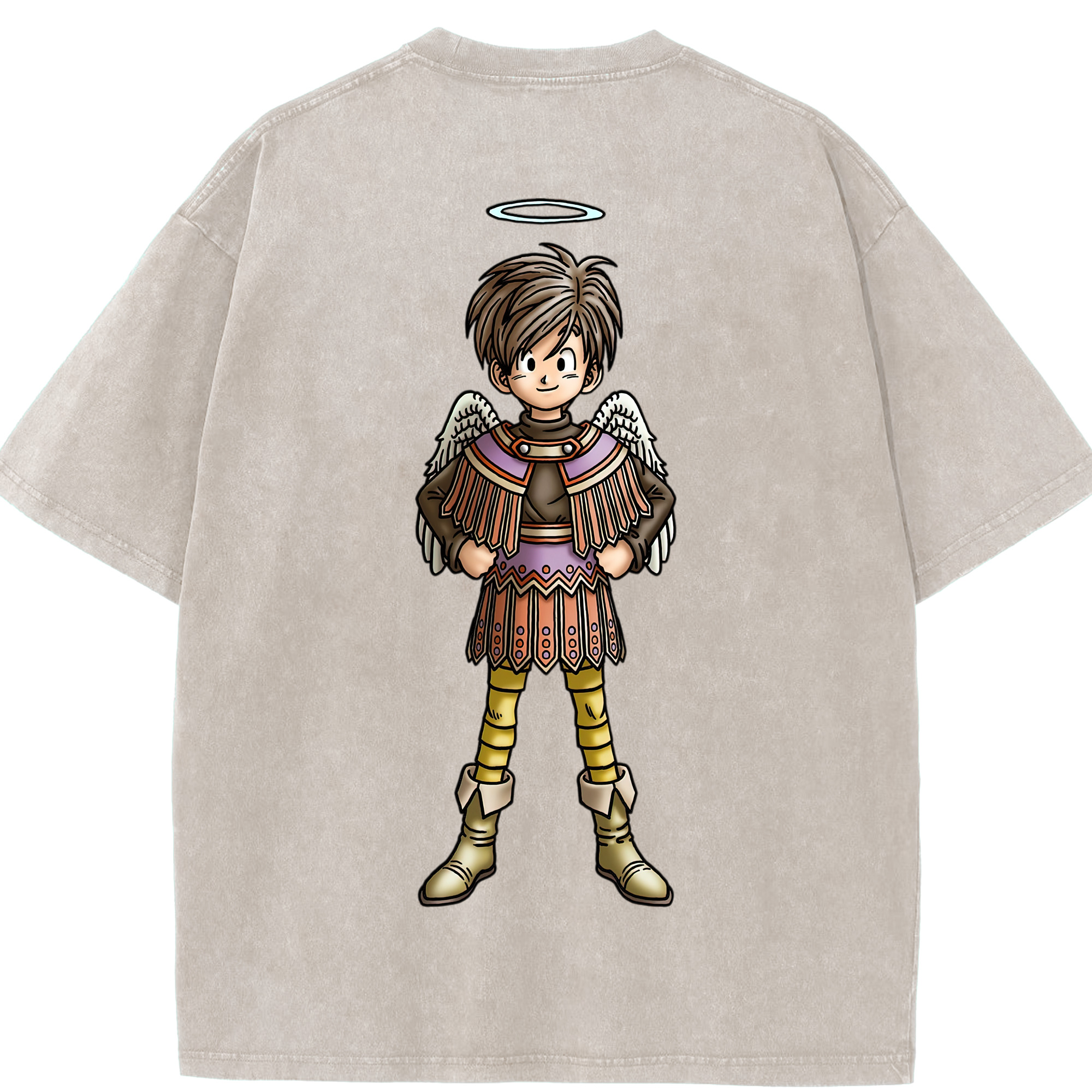 （画像用） ドラゴンクエスト Doragon Kuesuto Dragon Quest 綿100% ヴィンテージ風 半袖Tシャツ（背面プリント）