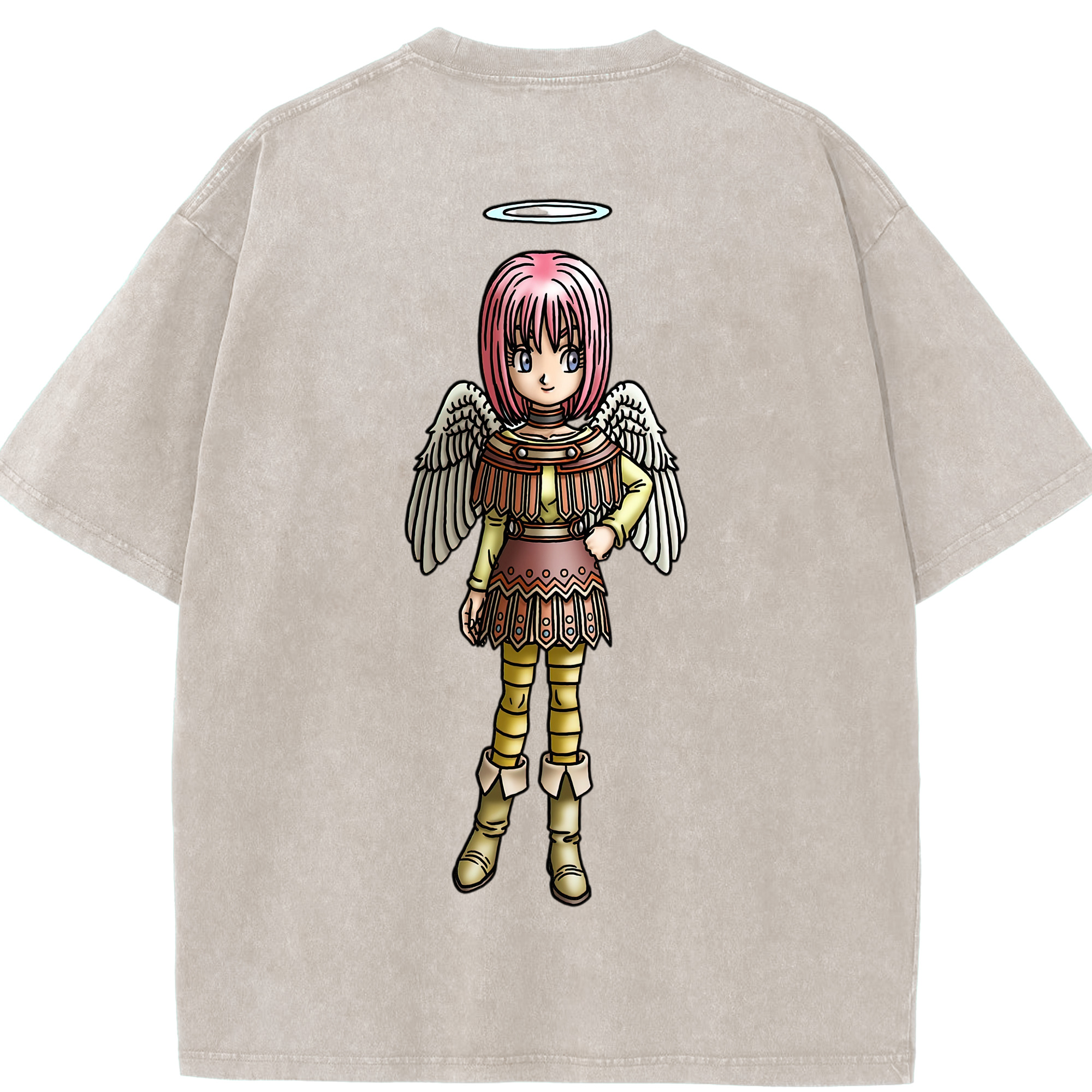 （画像用） ドラゴンクエスト Doragon Kuesuto Dragon Quest 綿100% ヴィンテージ風 半袖Tシャツ（背面プリント）