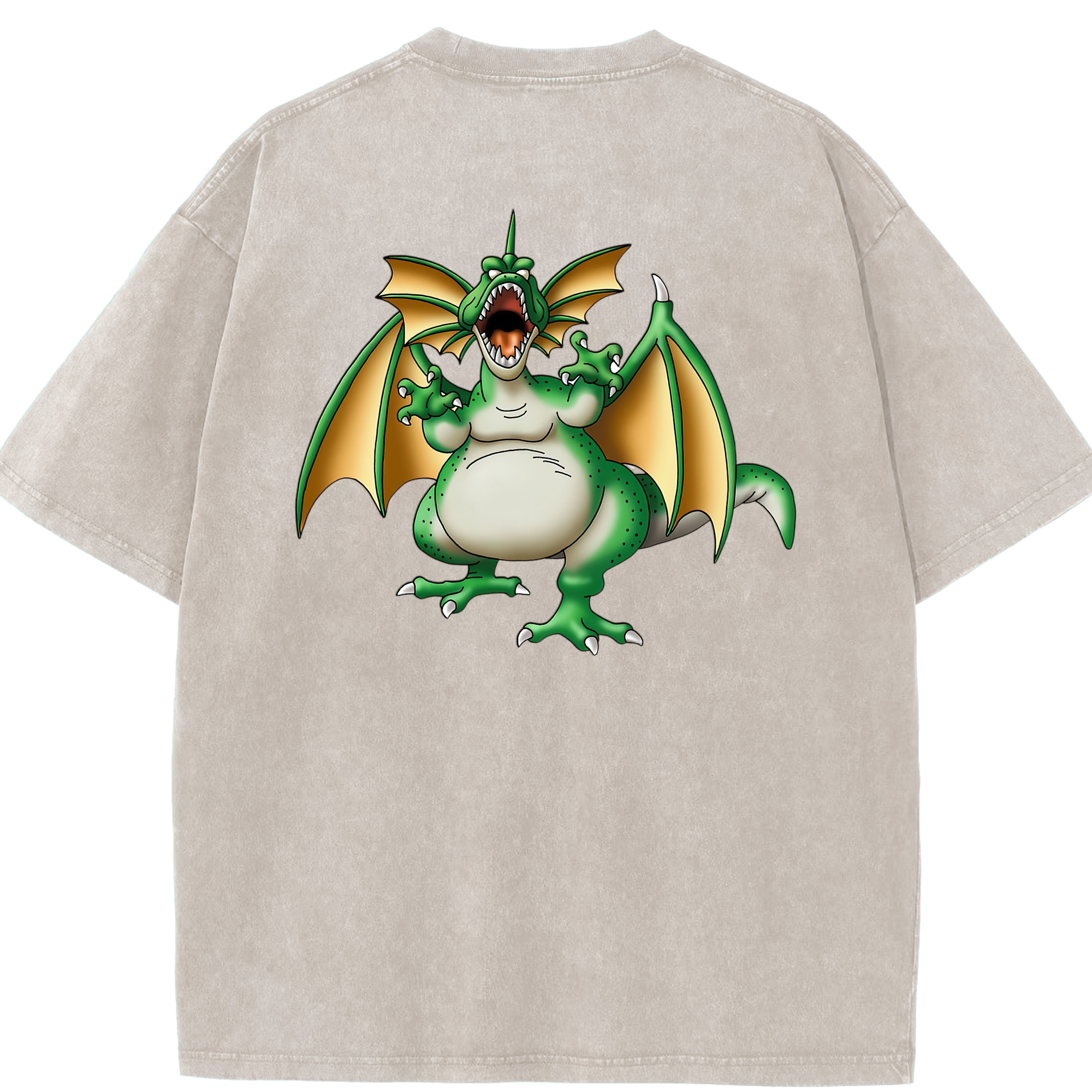 （画像用） ドラゴンクエスト Doragon Kuesuto Dragon Quest 綿100% ヴィンテージ風 半袖Tシャツ（背面プリント）