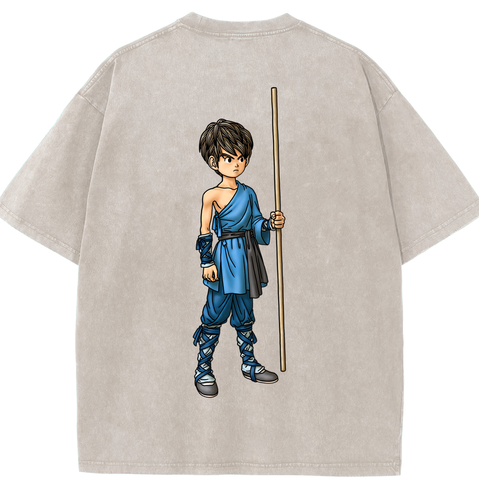 （画像用） ドラゴンクエスト Doragon Kuesuto Dragon Quest 綿100% ヴィンテージ風 半袖Tシャツ（背面プリント）