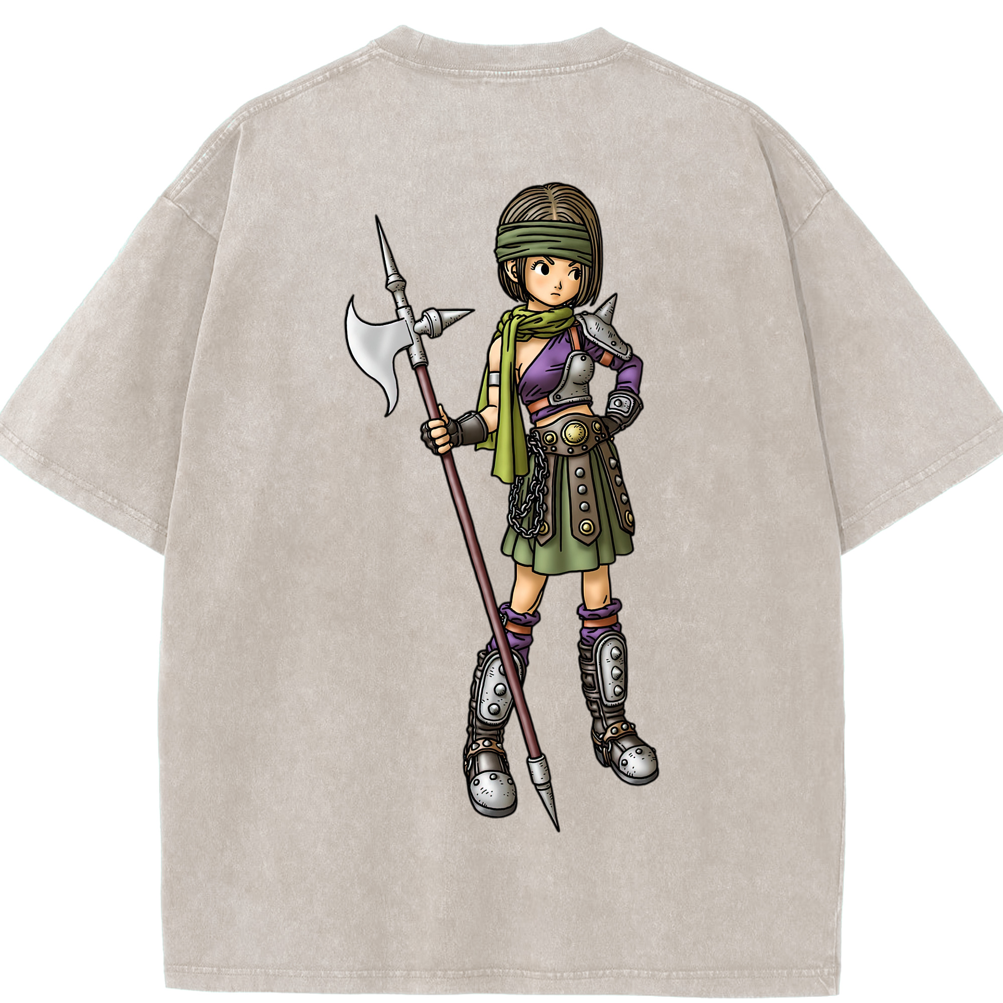 （画像用） ドラゴンクエスト Doragon Kuesuto Dragon Quest 綿100% ヴィンテージ風 半袖Tシャツ（背面プリント）