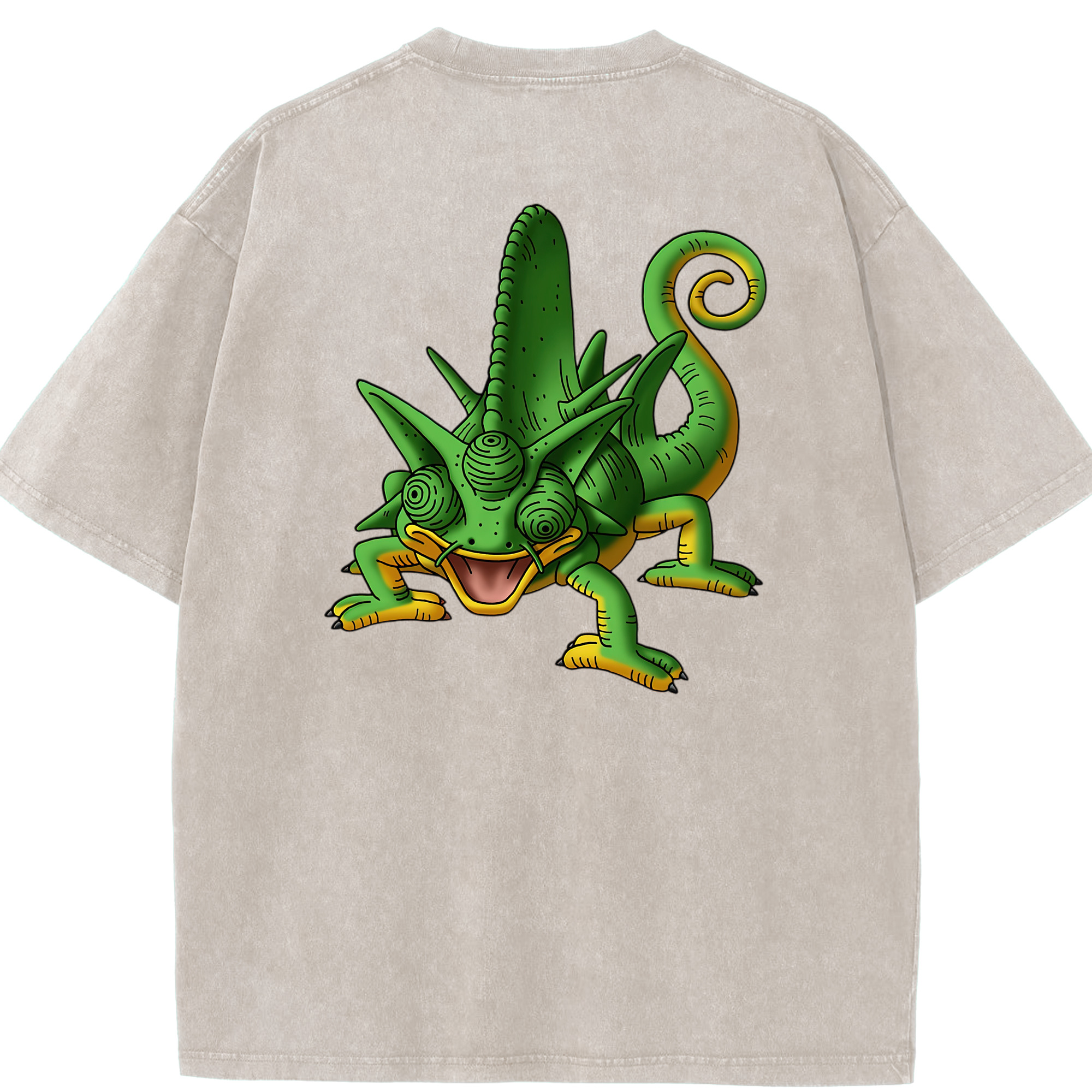 （画像用） ドラゴンクエスト Doragon Kuesuto Dragon Quest 綿100% ヴィンテージ風 半袖Tシャツ（背面プリント）